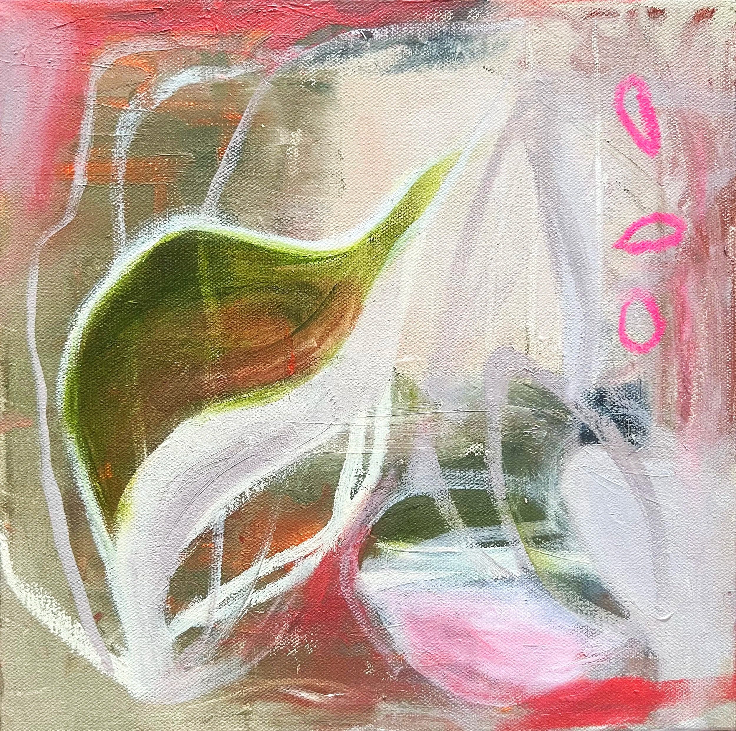 pink seeds, 12 x 12 x 1.5in, mixed media with oil 