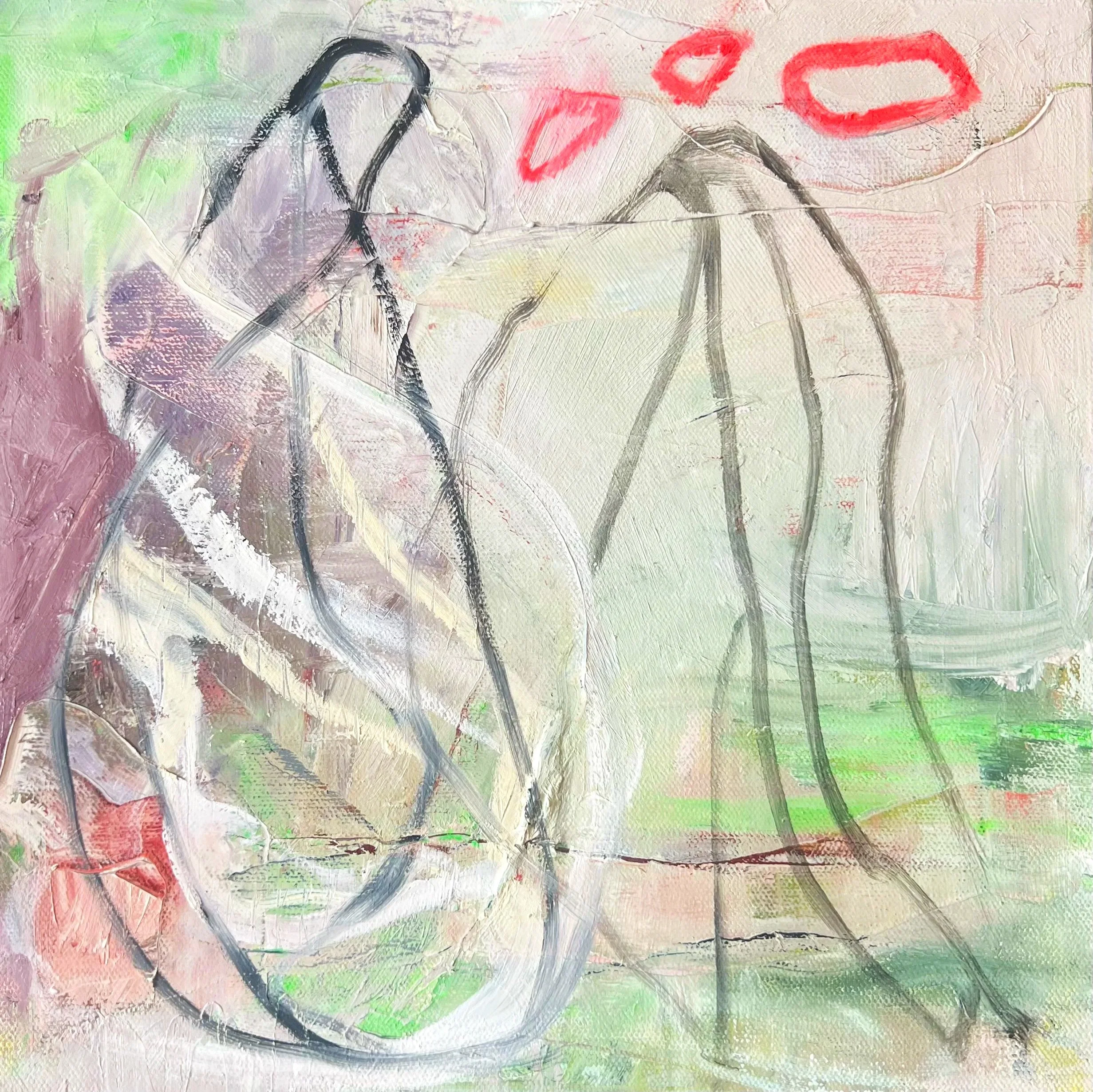 over land, 12 x 12 x 1.5 in, mixed media with oil on canvas