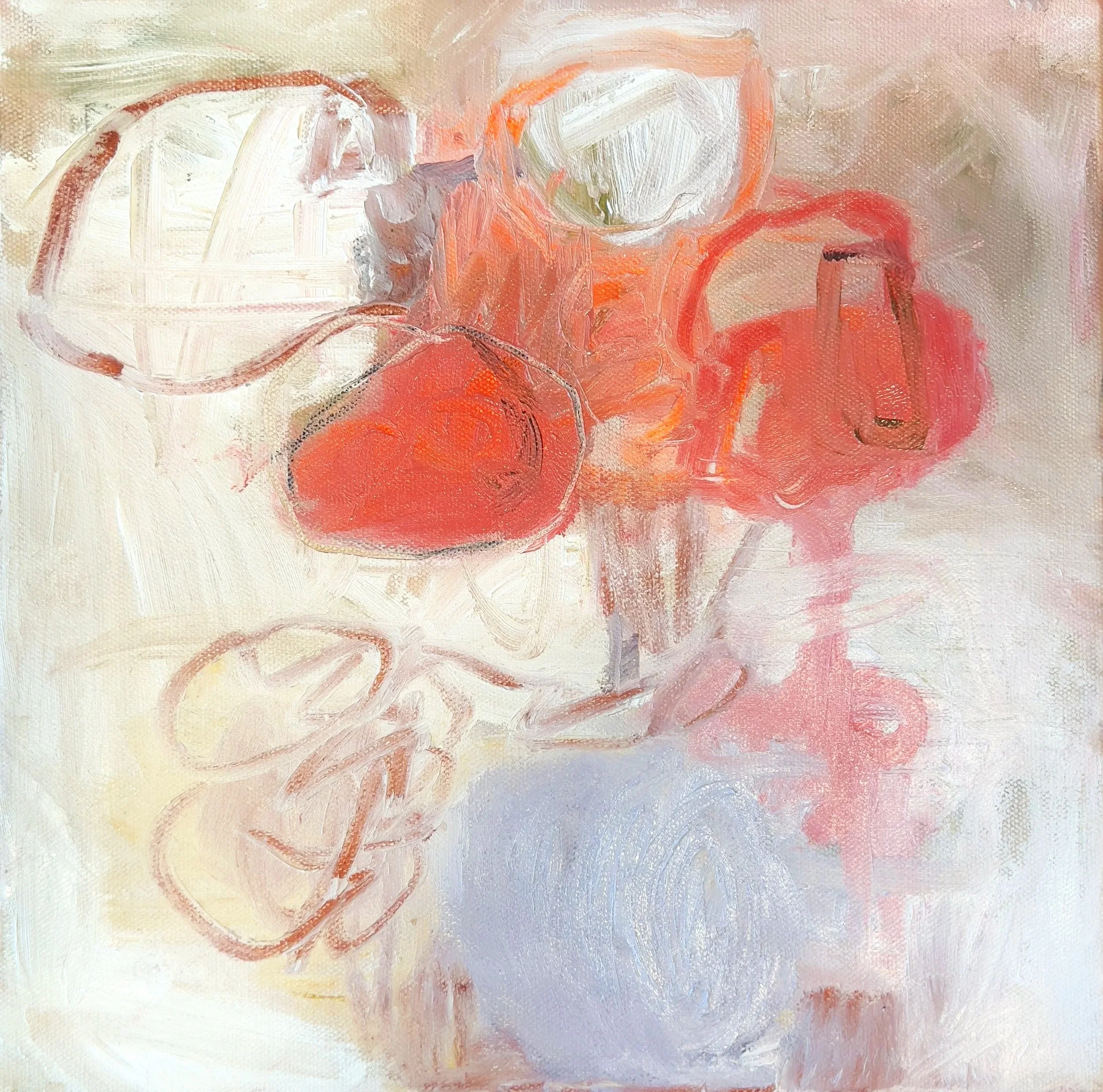 bouquet, 12 x 12 x 1.5 in, mixed media with oil on canvas 