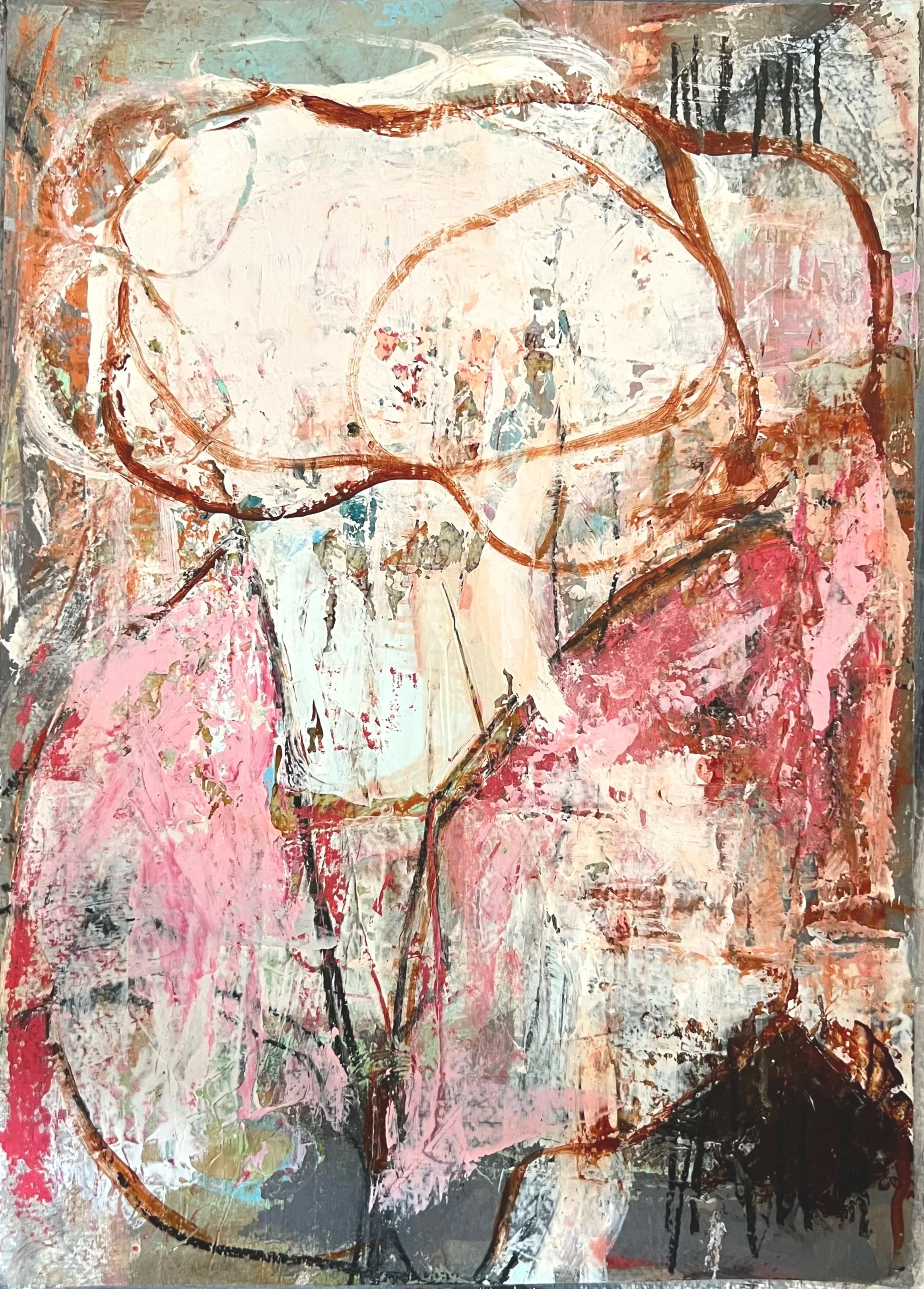 lotus, 15 x 11 in, mixed media with collage on paper