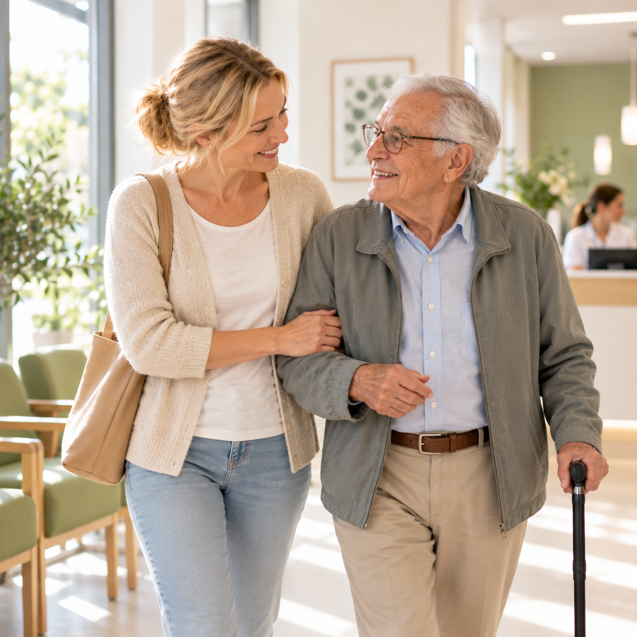Wir sind an Ihrer Seite – einfühlsam, zuverlässig und mit Herz. Ob Arztbesuch oder Therapie: Sie sind nicht allein.