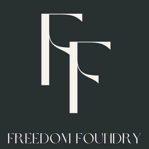 A logo with stylized white letters 'F' and 'F' on a dark background, with the text 'FREEDOM FOUNDRY' below.