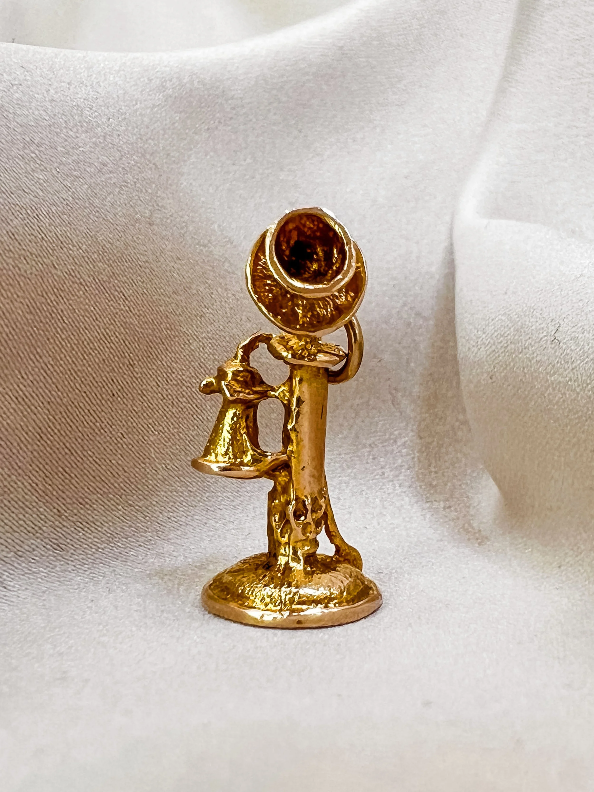 Candlestick Phone Charm. 9ct gold.