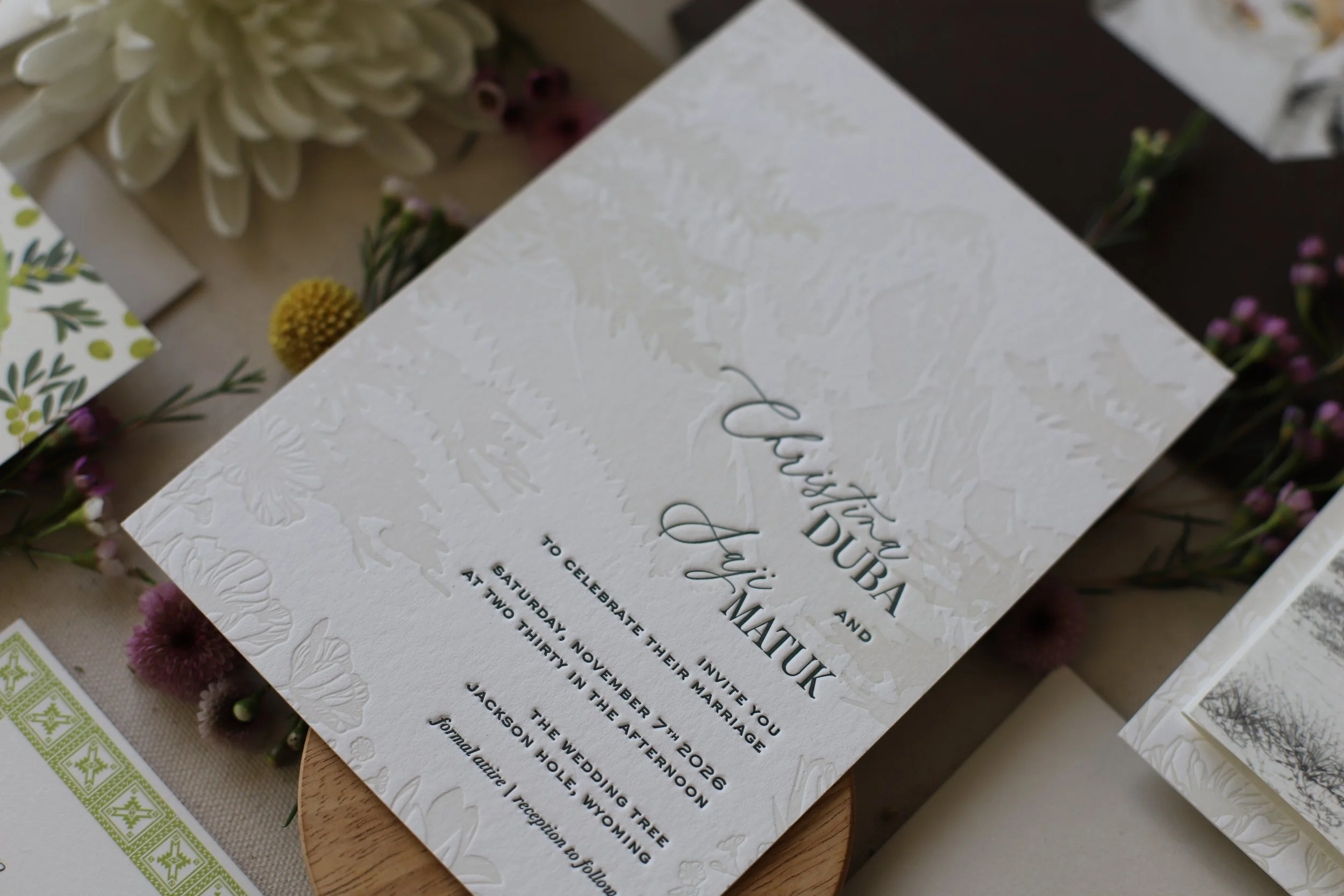 Grand Tetons letterpress mountains wedding invitation design Jackson Hole Wyoming wildflowers.JPG