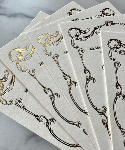 gold foil stamped wedding invitations