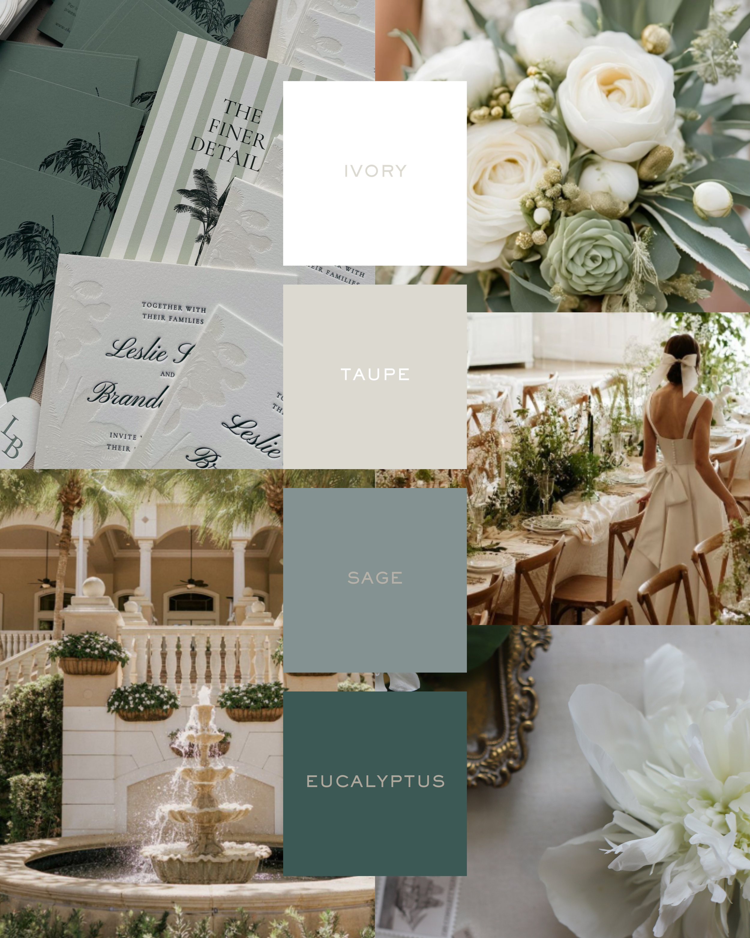 Sage green wedding color palette for 2026 with soft white undertones, botanical inspiration, and luxury wedding stationery design