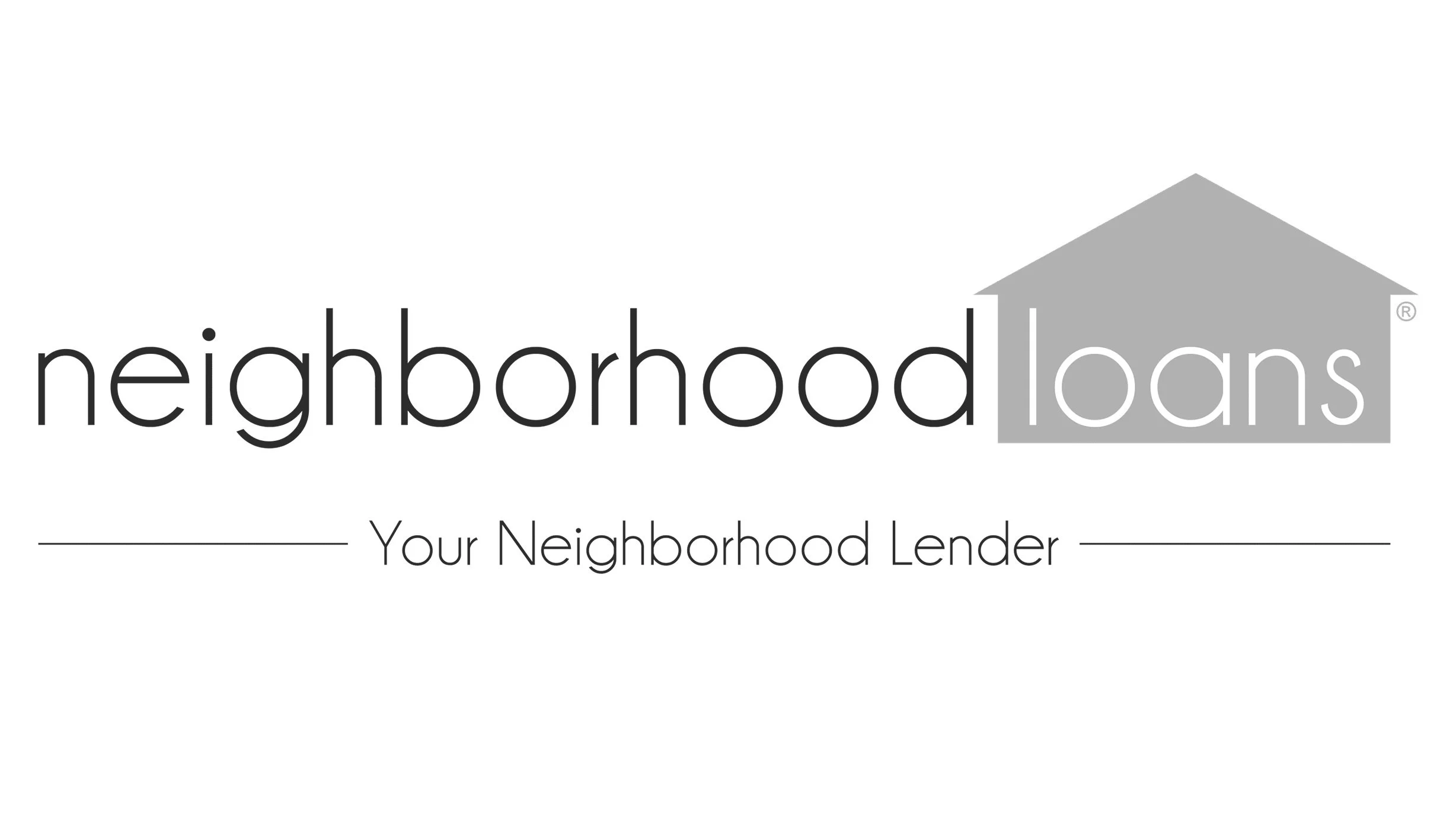 Neighborhood Loans logo with a gray house and the tagline "Your Neighborhood Lender"