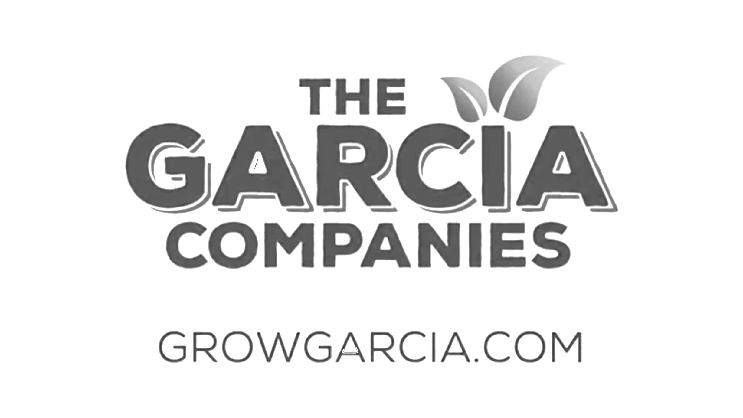 Logo of The GarciA Companies with a leaf graphic and the website growgarcia.com