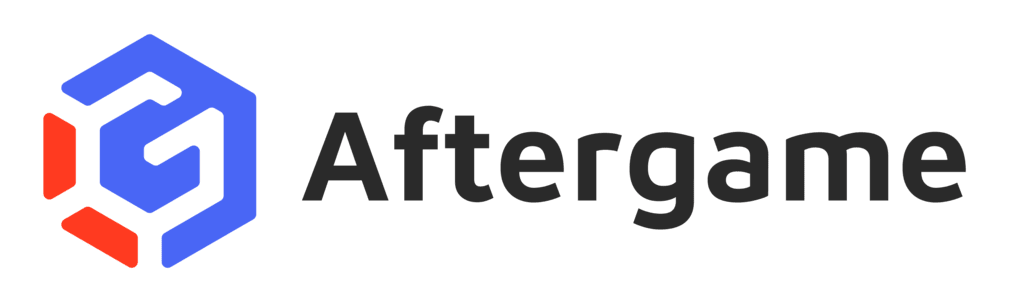 Aftergame logo with a stylized hexagon and the word 'Aftergame' in black text.
