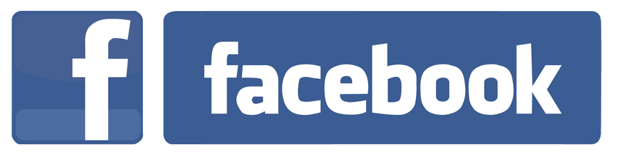 Facebook logo with the word 'facebook' in white on a blue background.