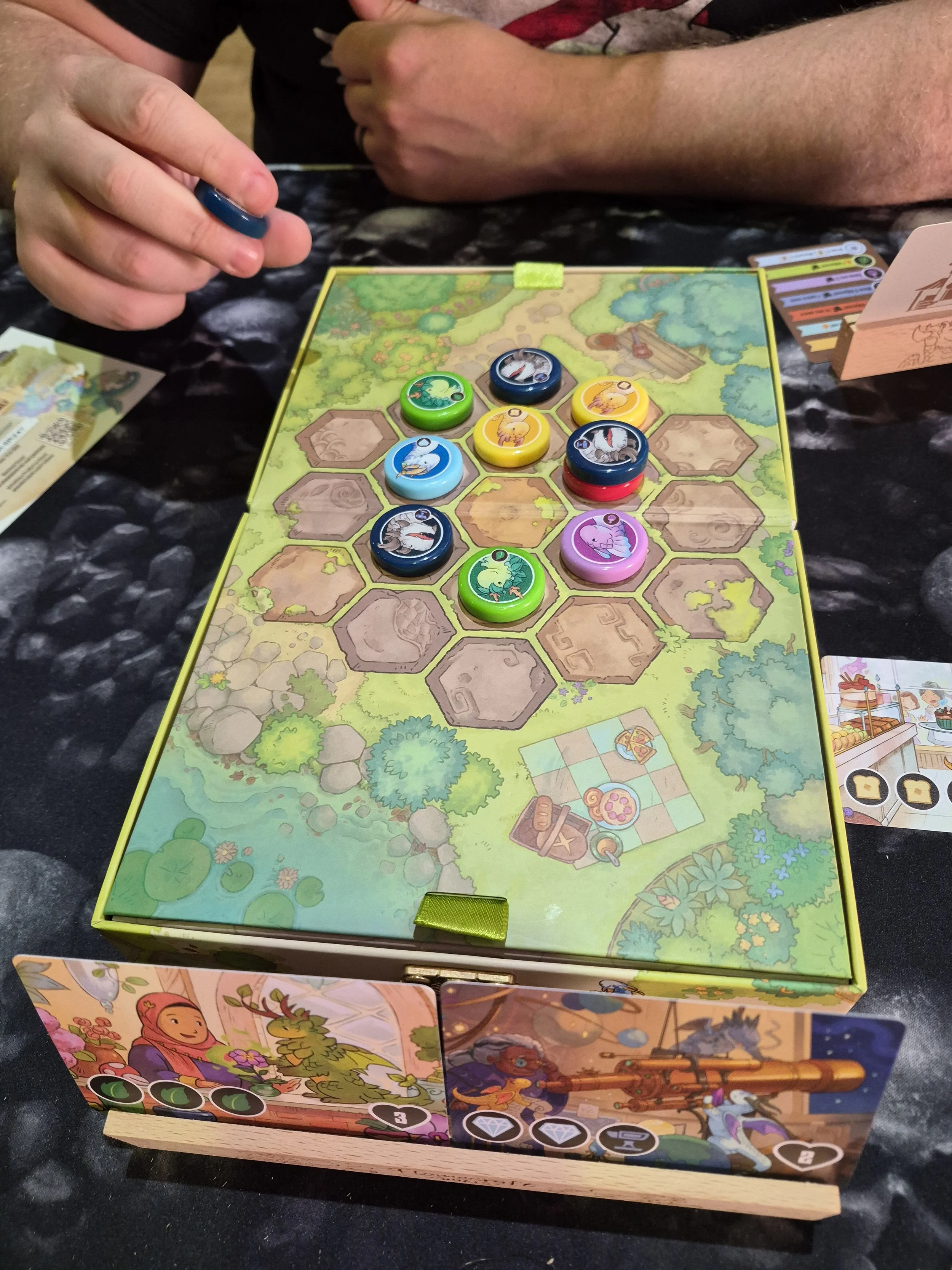 closeup of a Flamecraft Duals boardgame