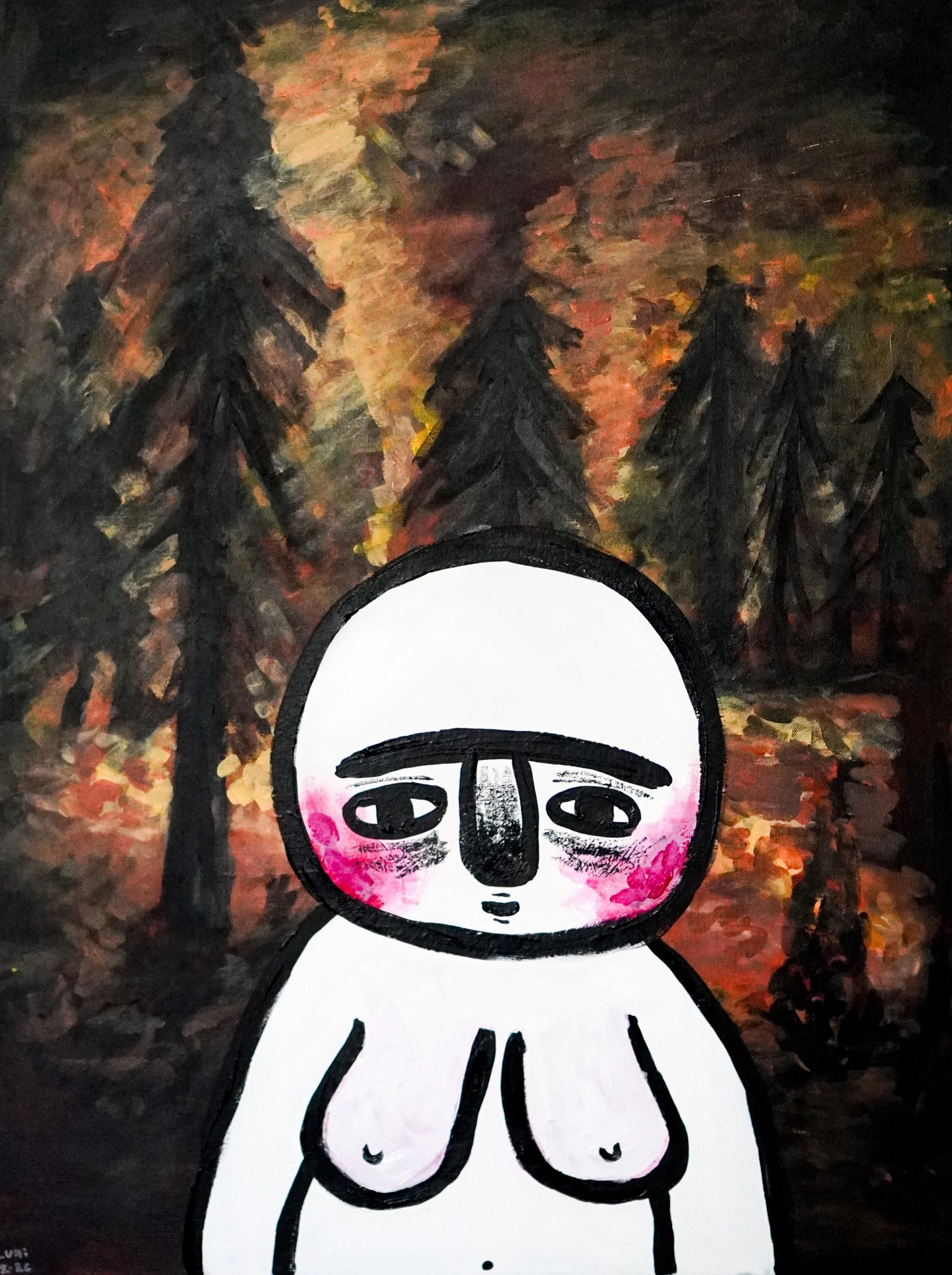 Burn it down
60x80 cm acrylic and paint crayon on canvas