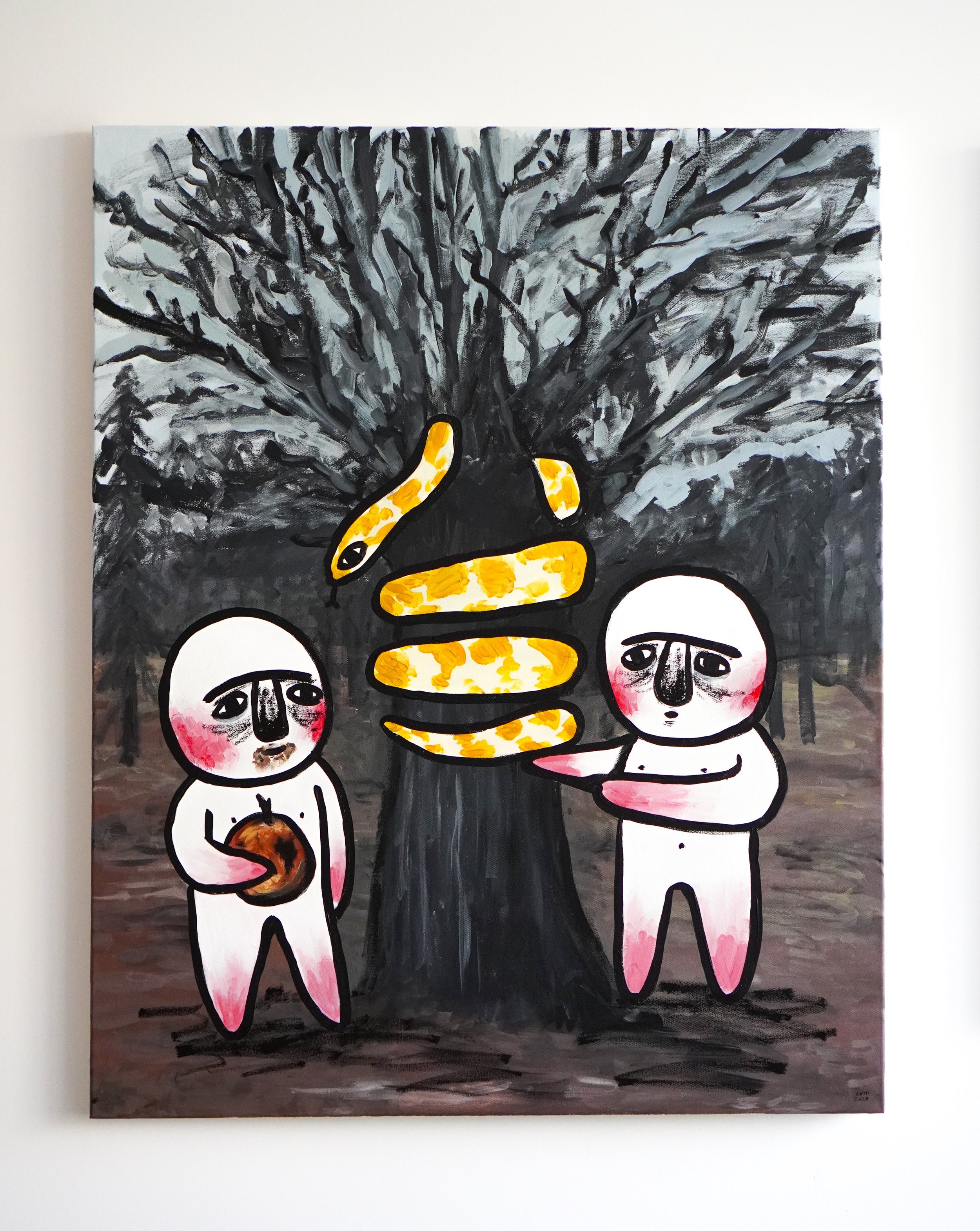 Tree of knowledge
80x100 cm acrylic and paint crayon on canvas