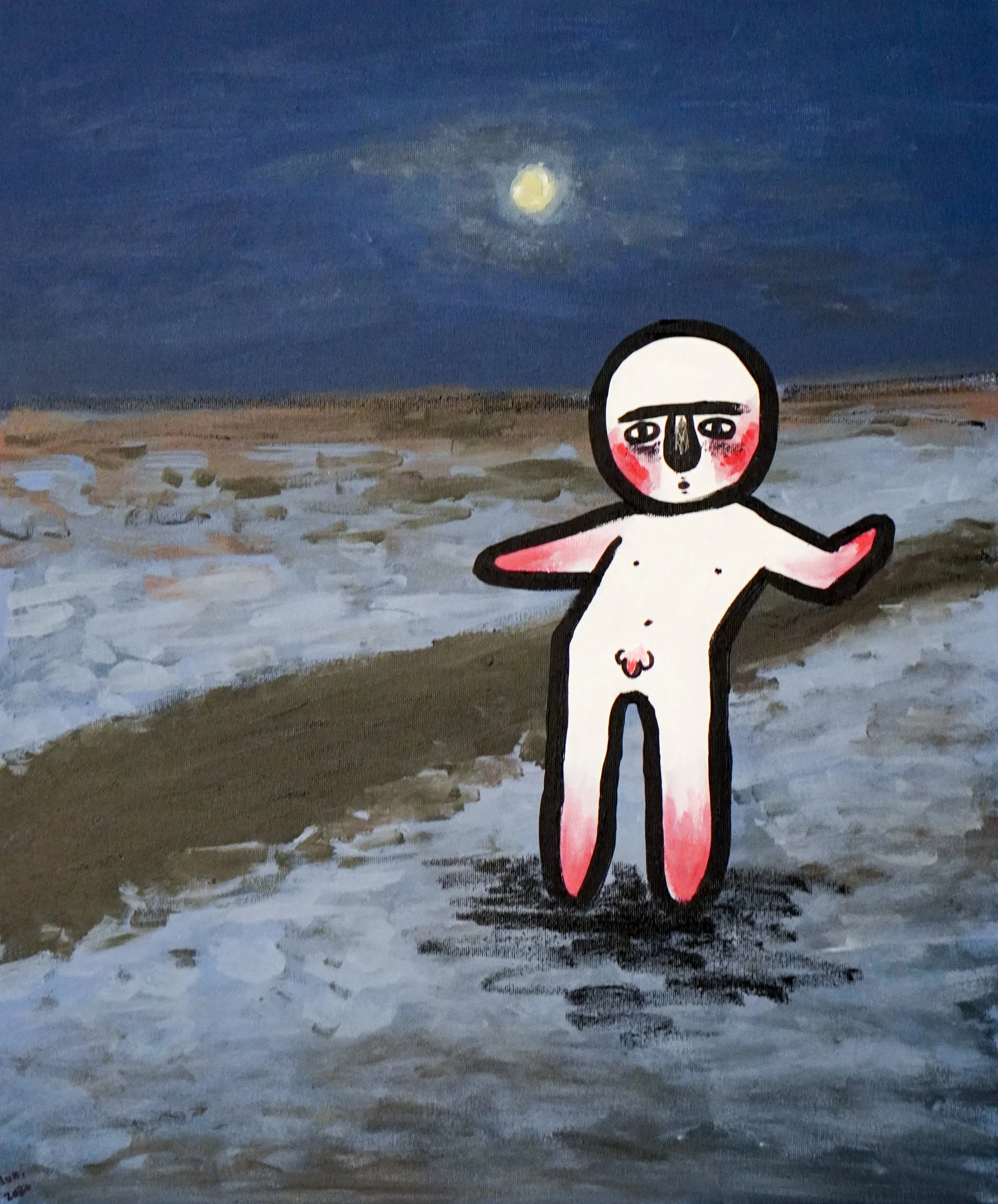 Moon child
50x60 cm acrylic and paint crayon on canvas
