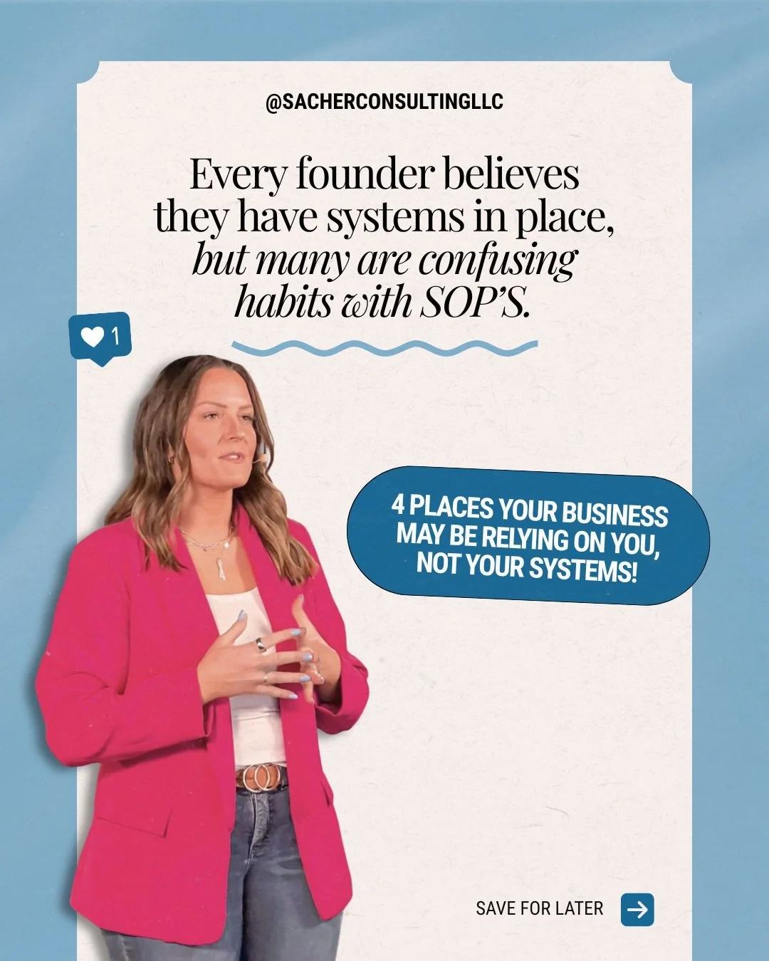 Four places your business is still running on you, not on systems.

 - Decisions: everything needs to be run by you personally before decisions can be made, which costs time. 

 - Documentation: Your processes, systems, and procedures live in your he