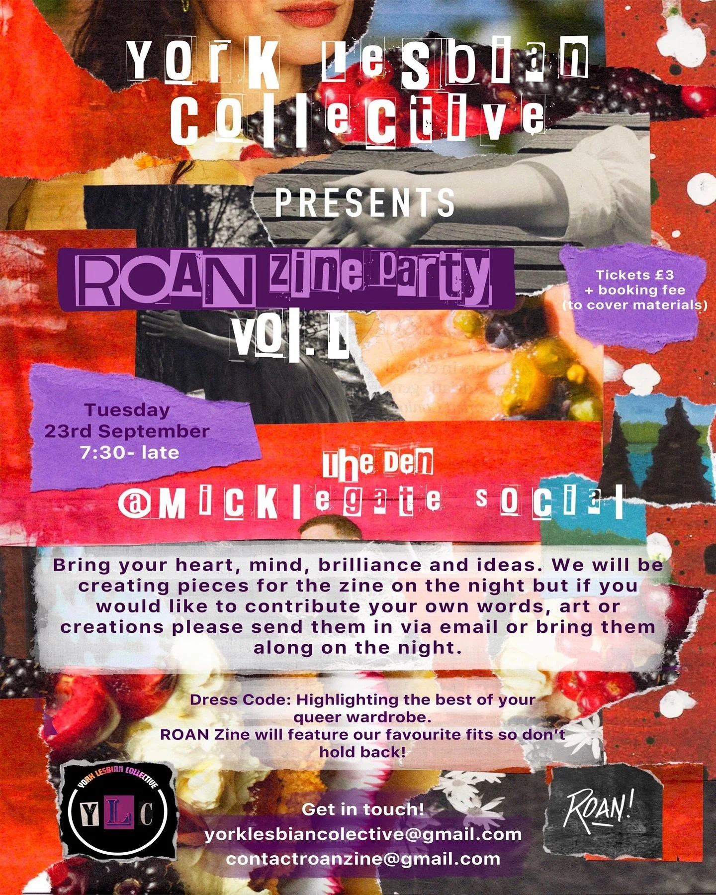 If there&rsquo;s two things I love to see more of in this city it&rsquo;s Lesbians and organised fun💓💓💓and now YLC and Roan Zine have brought BOTH together for this zine party. It was so fun to make a collage/scrapbook poster to help spread the wo