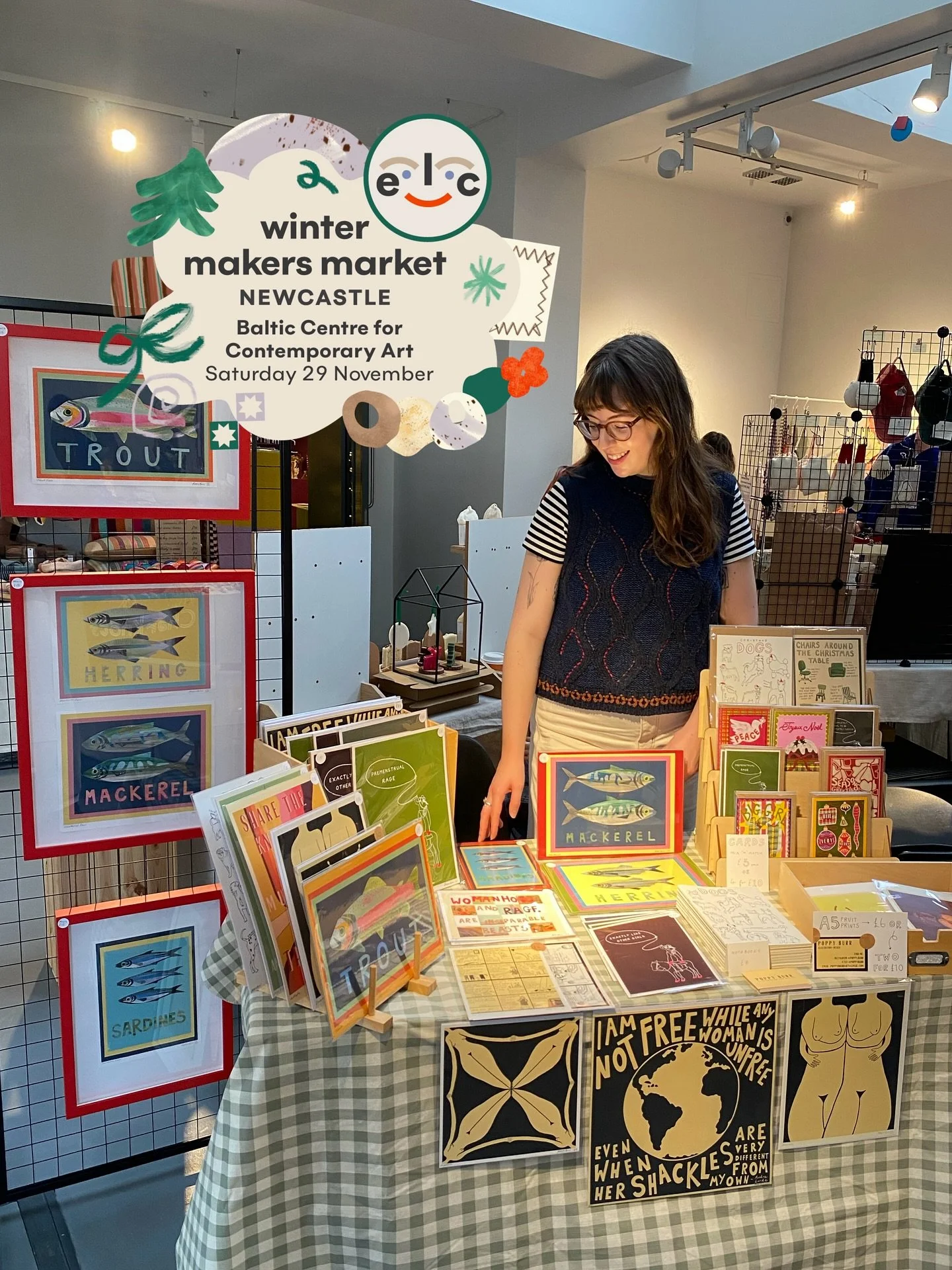 So excited to be at the @endlesslovecreative winter makers market THIS SATURDAY hosted at the beautiful Baltic gallery in Newcastle. 

I&rsquo;ve got NEW Christmas cards and NEW prints and even a NEW display stand to put them on. 

I&rsquo;ve been to