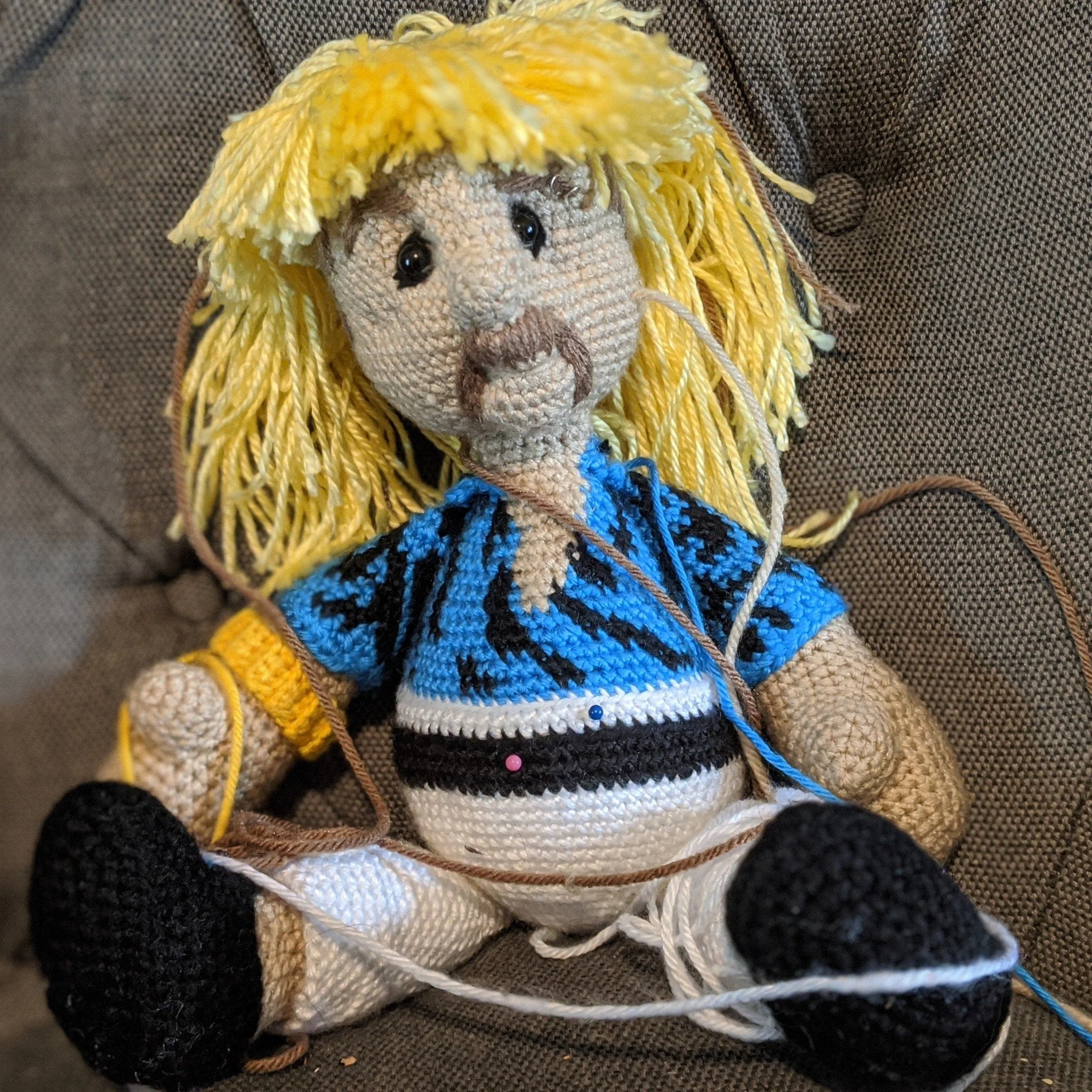 Tiger King. Made in 2020 with hopes to submit to the MN State Fair. The State Fair was cancelled and I gave this little guy away.#crochet #tigerking #amig#amigurimi