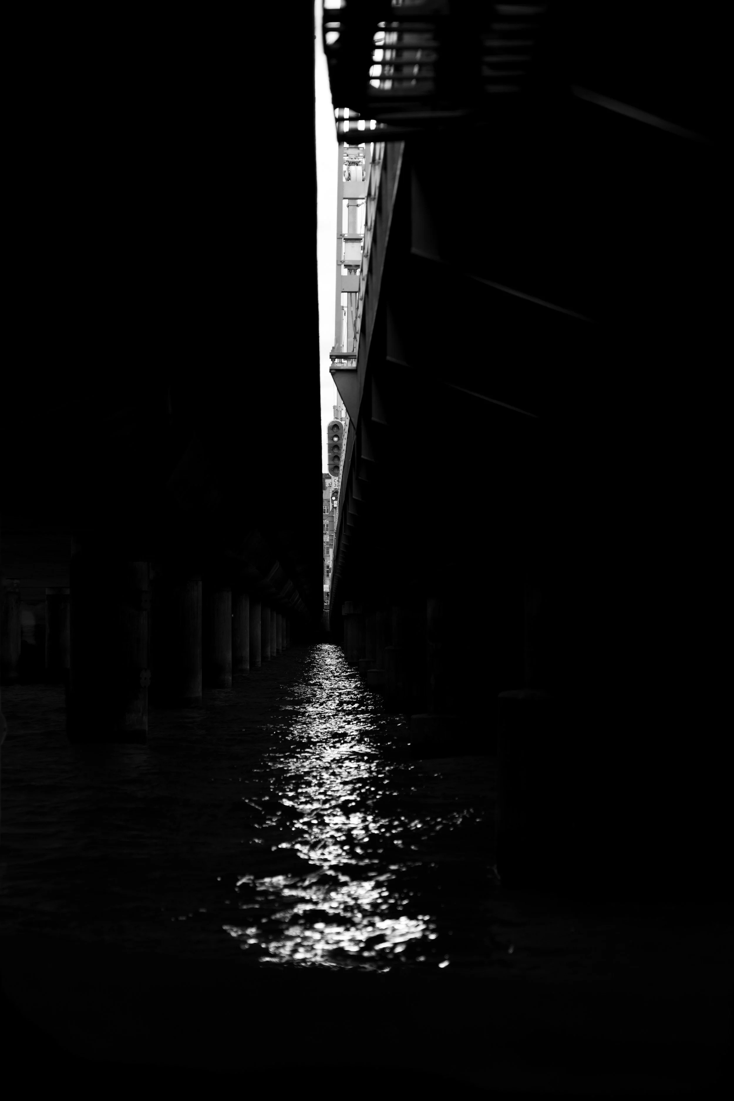 An urban underpass alive with contrast and mystery.