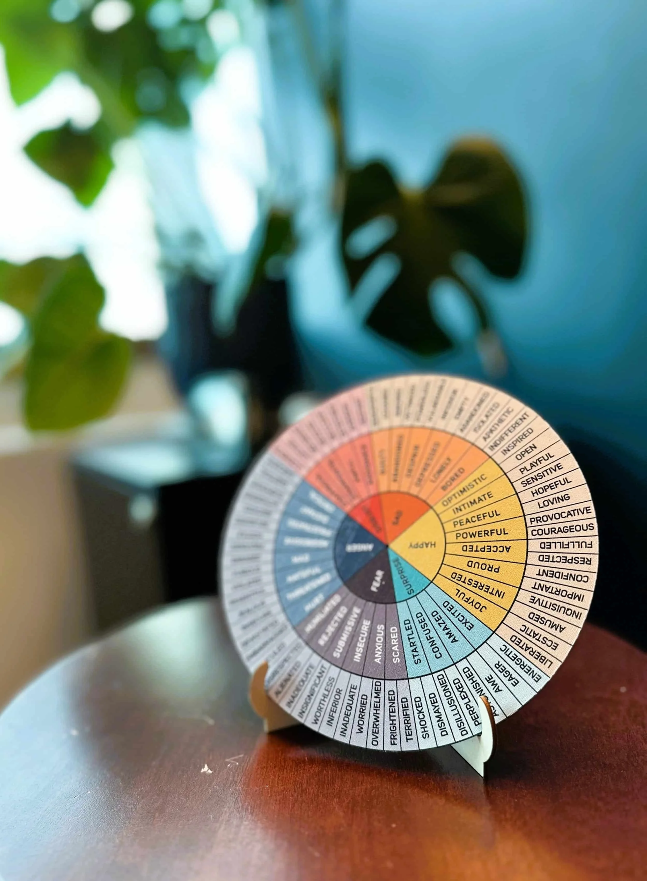 An image of a emotional wheel inside of Edmonton Psychologist Samantha Greenwood's clinic. - psychologist-for-healthcare-workers-edmonton therapy-for-high-achieving-professionals-edmonton