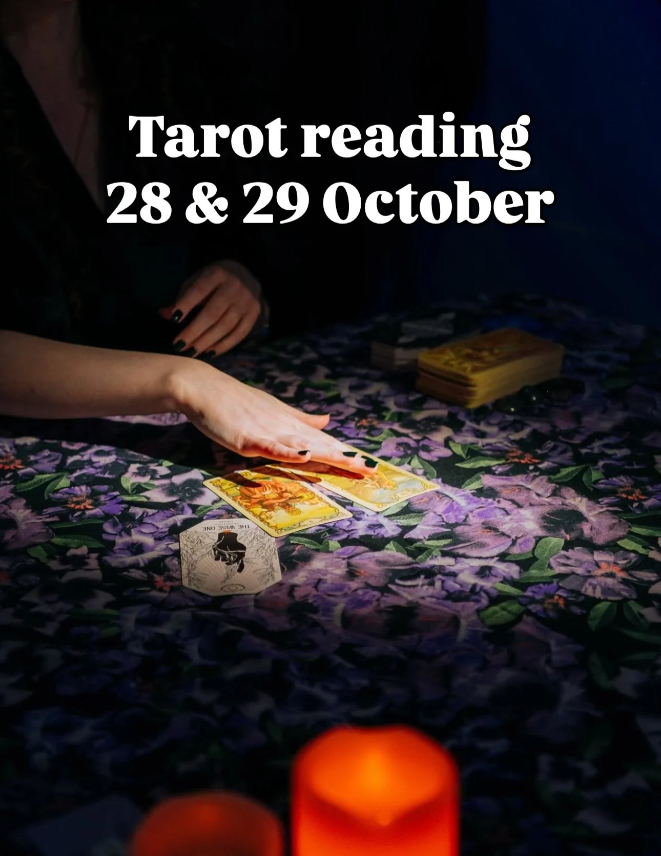 Join us on the evening of the 28th and 29th of October at 6-8pm  for a Tarot reading night with @bewitchingfates  at @calton.view 💜 Enjoy a glass of wine on arrival (or a hot drink if you prefer) while soaking up the cosy, candlelit atmosphere, comp