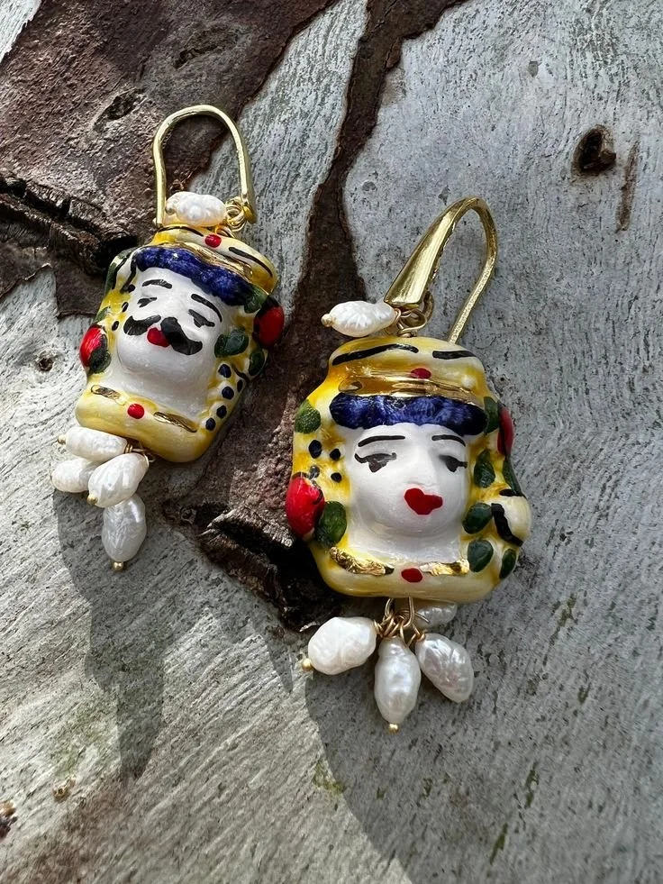 Sicilian earrings with hand-painted ceramic with fine gold touches.jpeg
