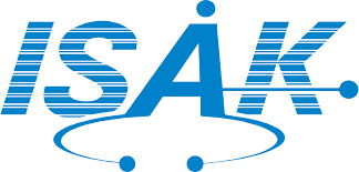 ISAK logo with blue text and stylized lines.