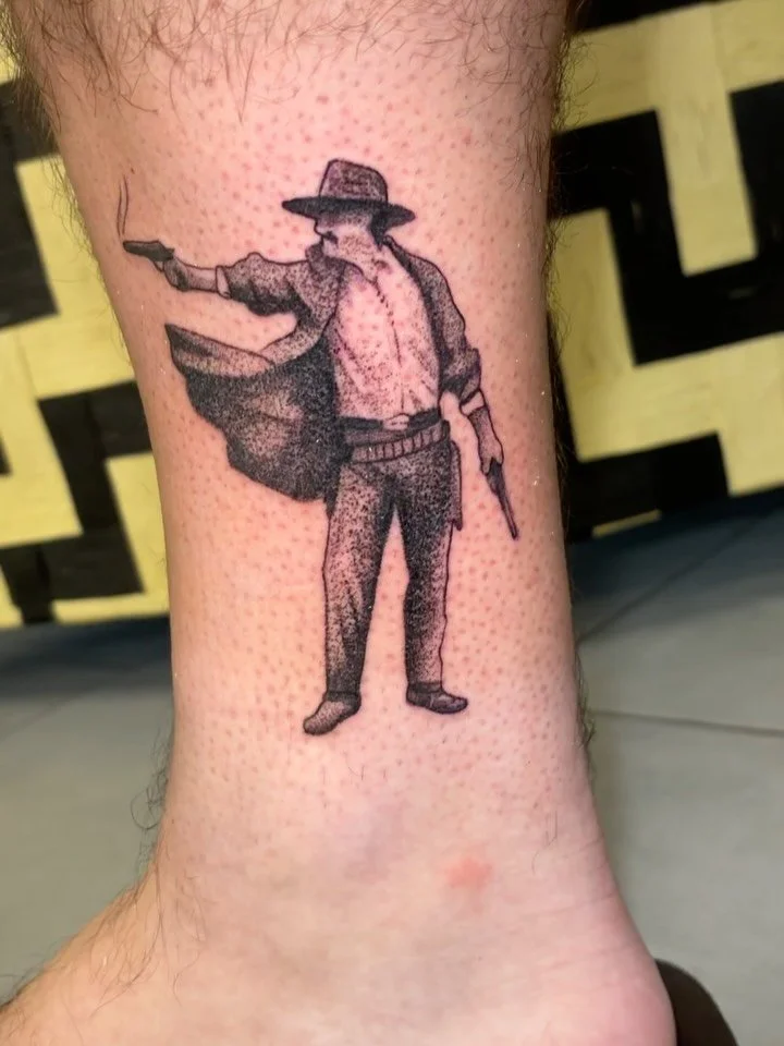 Little western stipple fella for my brother!
I’ll do stipple all day, little bangers, bigger projects, this style really heals well and has a great texture to it.
.
Below are my last available dates of the year! Message me if you’d like t
