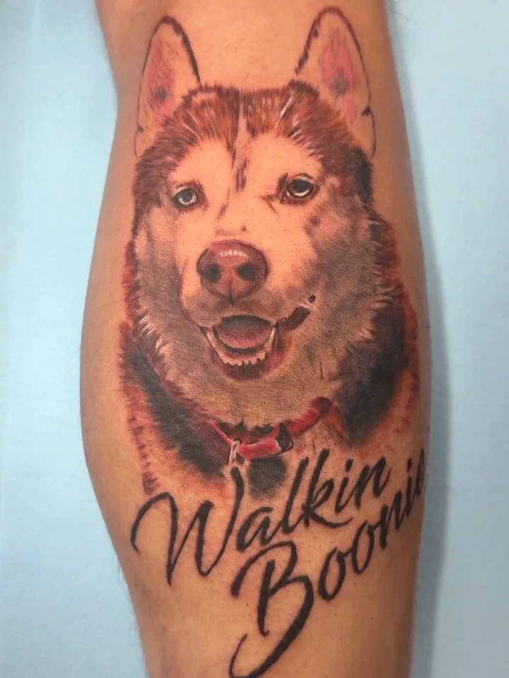 Boonie, what a beautiful dog. Thanks so much for the trust with the this very special pet portrait, Steve!
.
Pet portrait tattoos remain some of my absolutely favorites. Portraits of all kind really but pets just hit different. Show your pets how muc