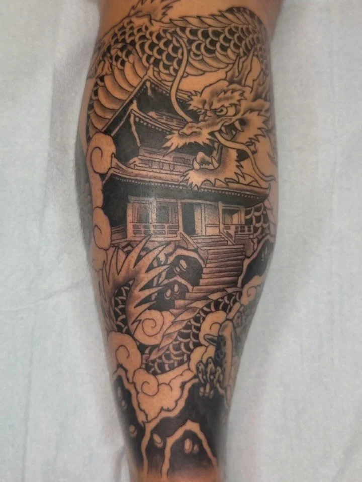 One shot dragon for my boy Tyler. Thanks so much man! 
.
Really wanting to do more large scale Japanese work. Like large large. The bigger the better! 
.
Books always open. Shoot me a message or fill out the form in my bio.
.
Thanks for looking 🤙