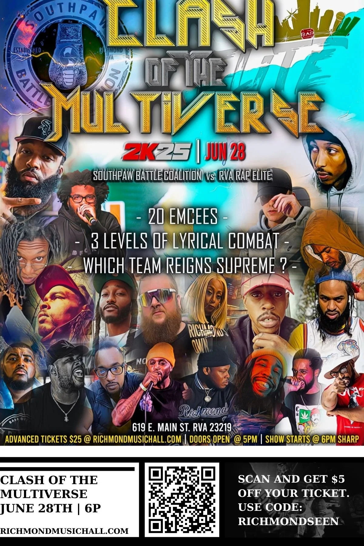 Clash of The Multiverse Returns June 28th, Where Two Worlds of Richmond Competitive Rap Collide! (Copy)
