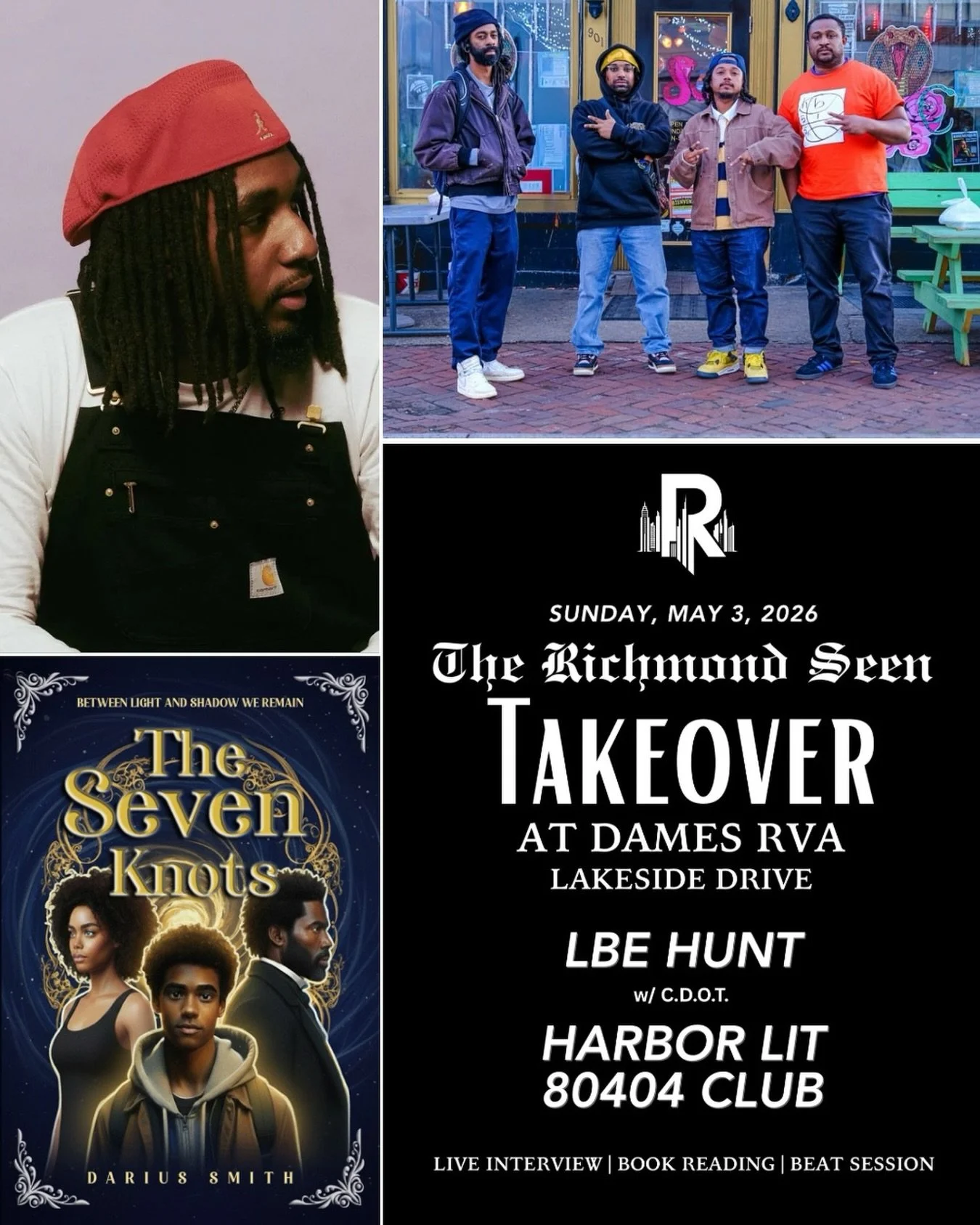 The Richmond Seen Takeover at @damesrva 🔥🔥🔥

Featuring @lbehunt, @harborlit and the @80404club 

Wine, coffee and THEE newspaper. Issue 04 will be available and features Harbor Lit and a 2-page story on the 80404 Club. 

@lbehunt will be featured 