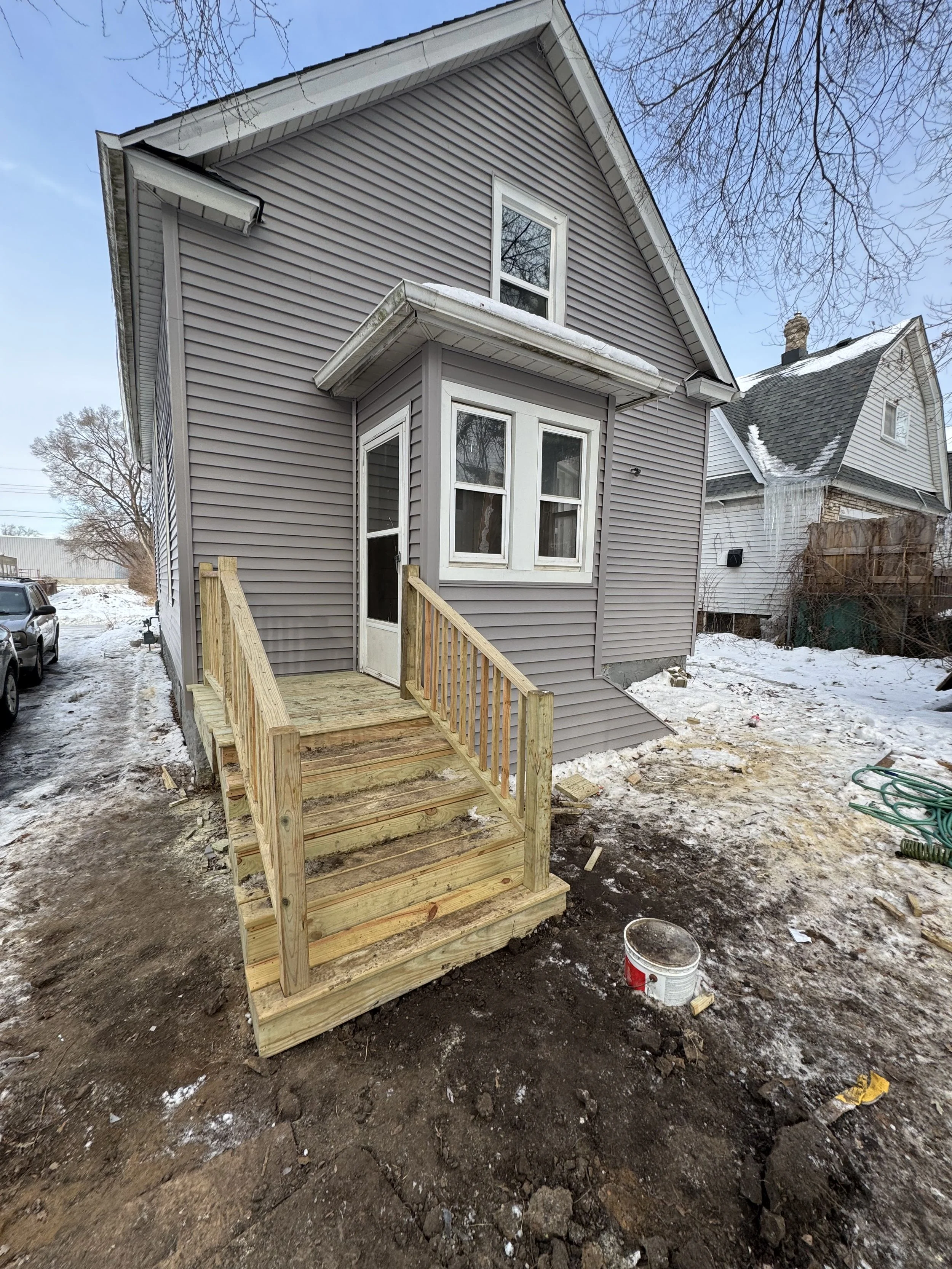 New back deck and stairs built in Kenosha.