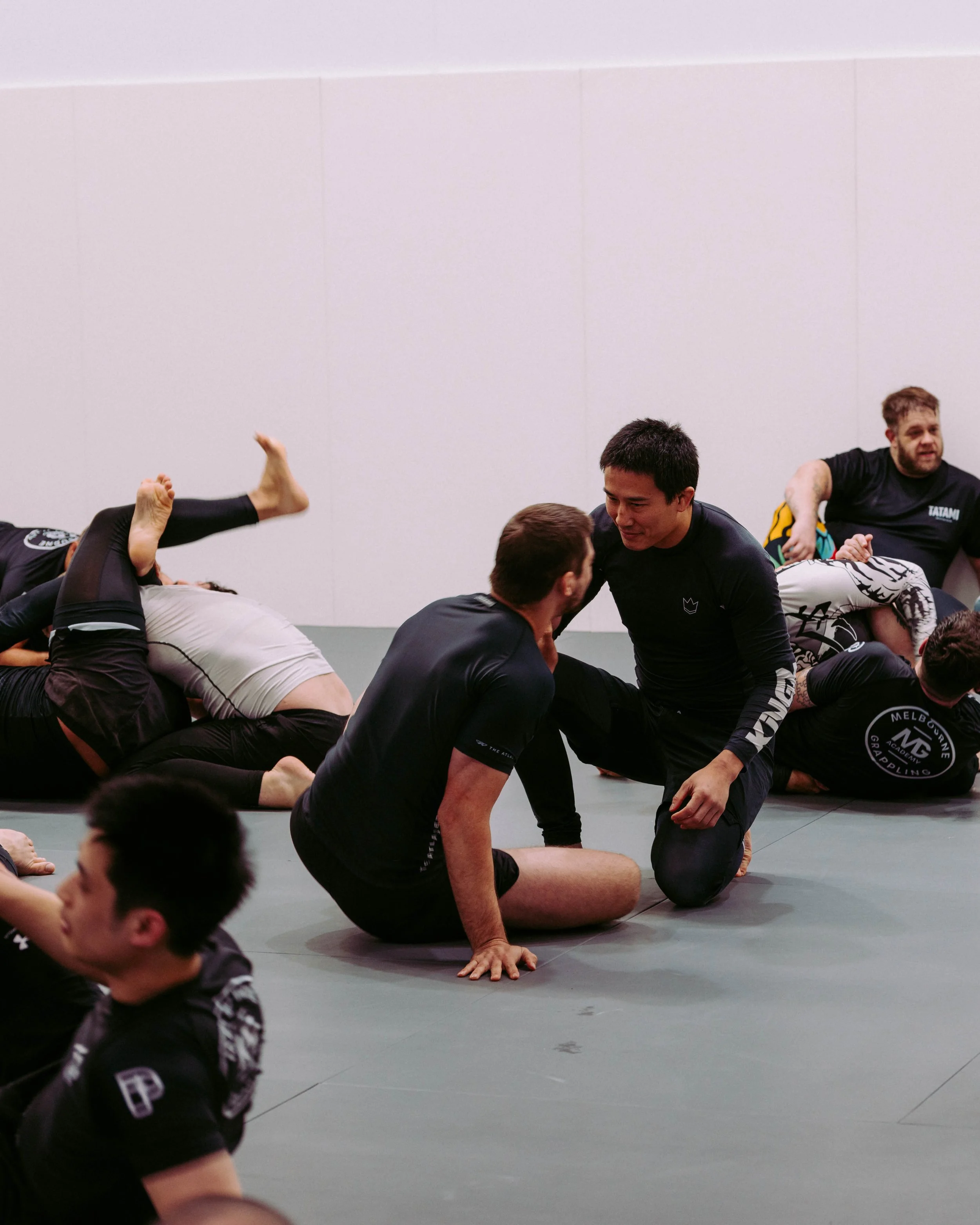 Gi BJJ training before class at Melbourne Grappling Academy in Moorabbin.