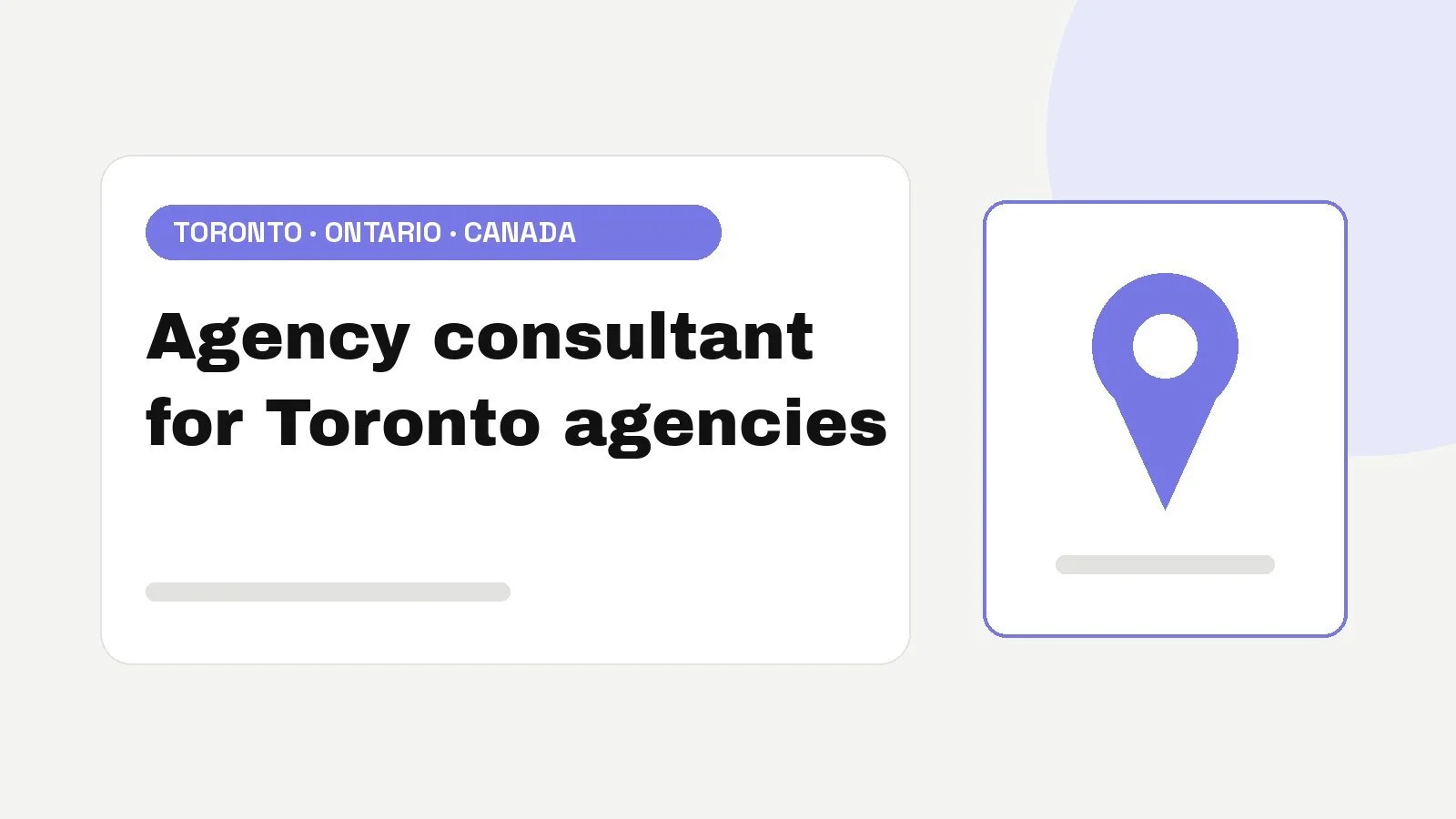 Map pin card representing an agency consultant for Toronto and Canadian agencies