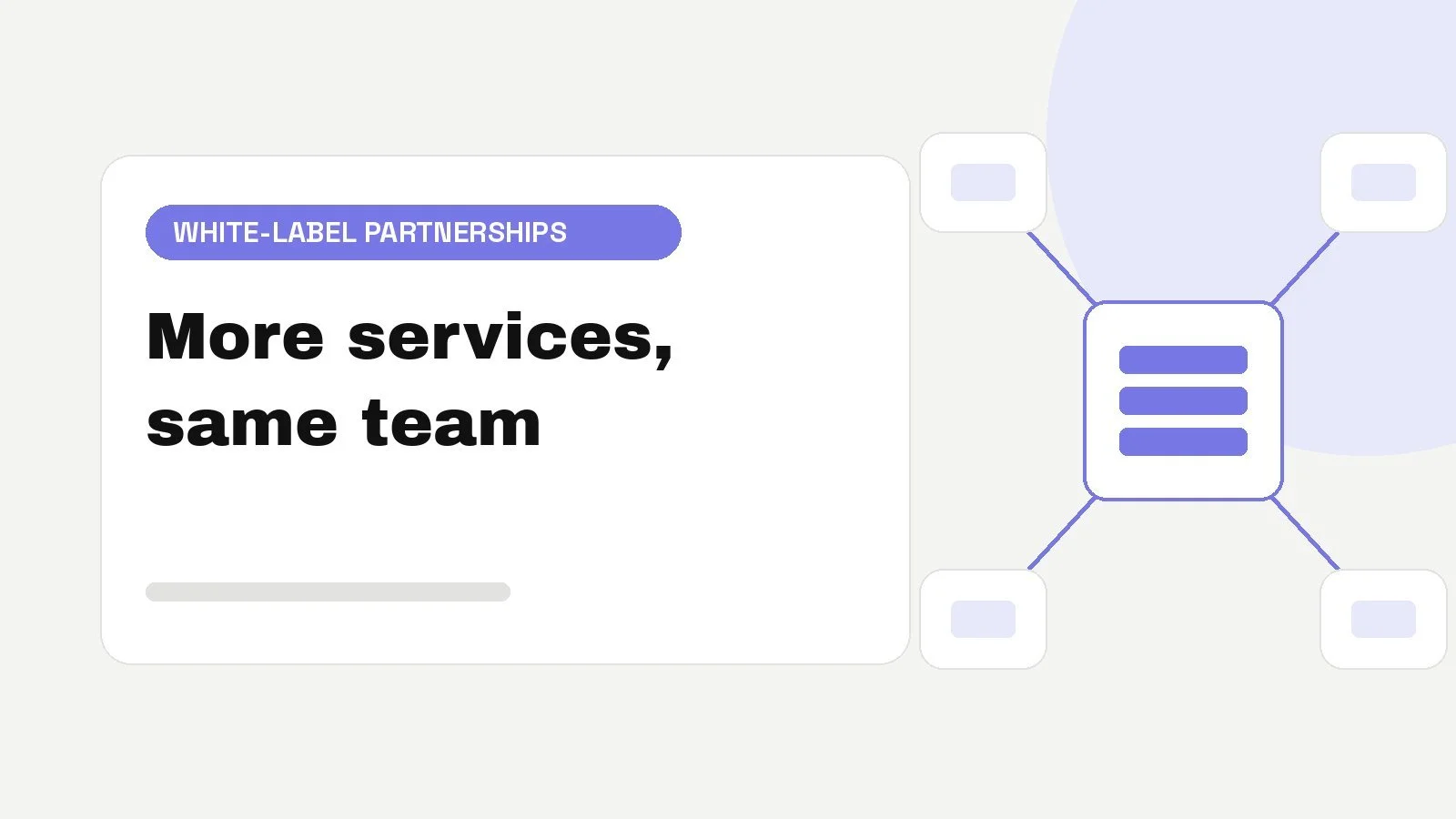An agency hub connected to four partner cards, representing a digital agency adding services through white-label partners