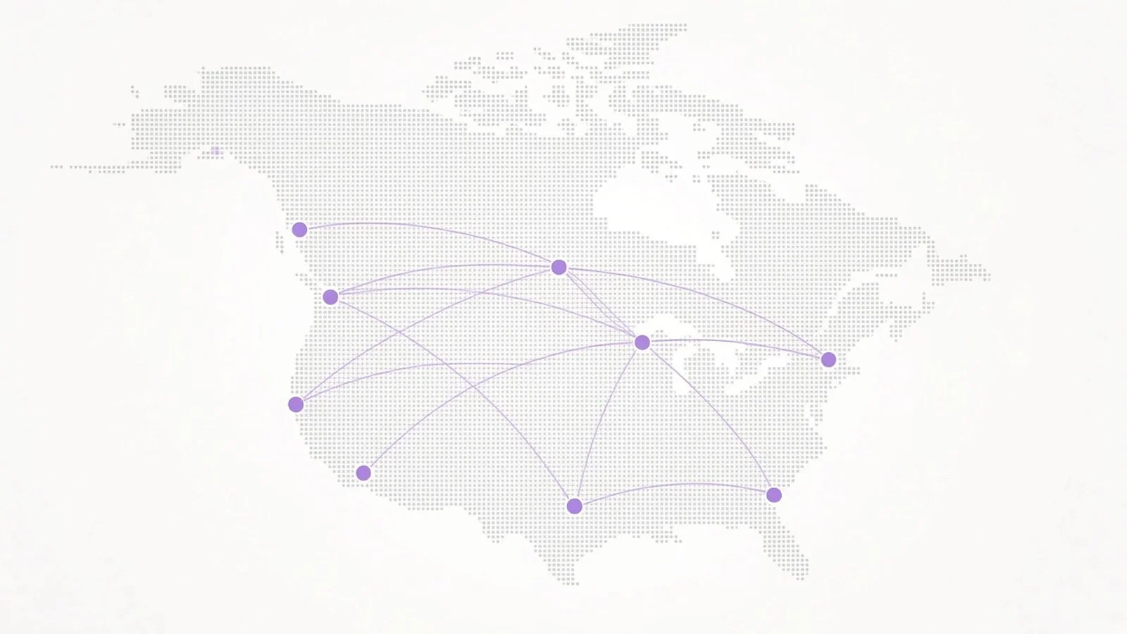 Map of Canada and the US showing a network of growing digital agencies