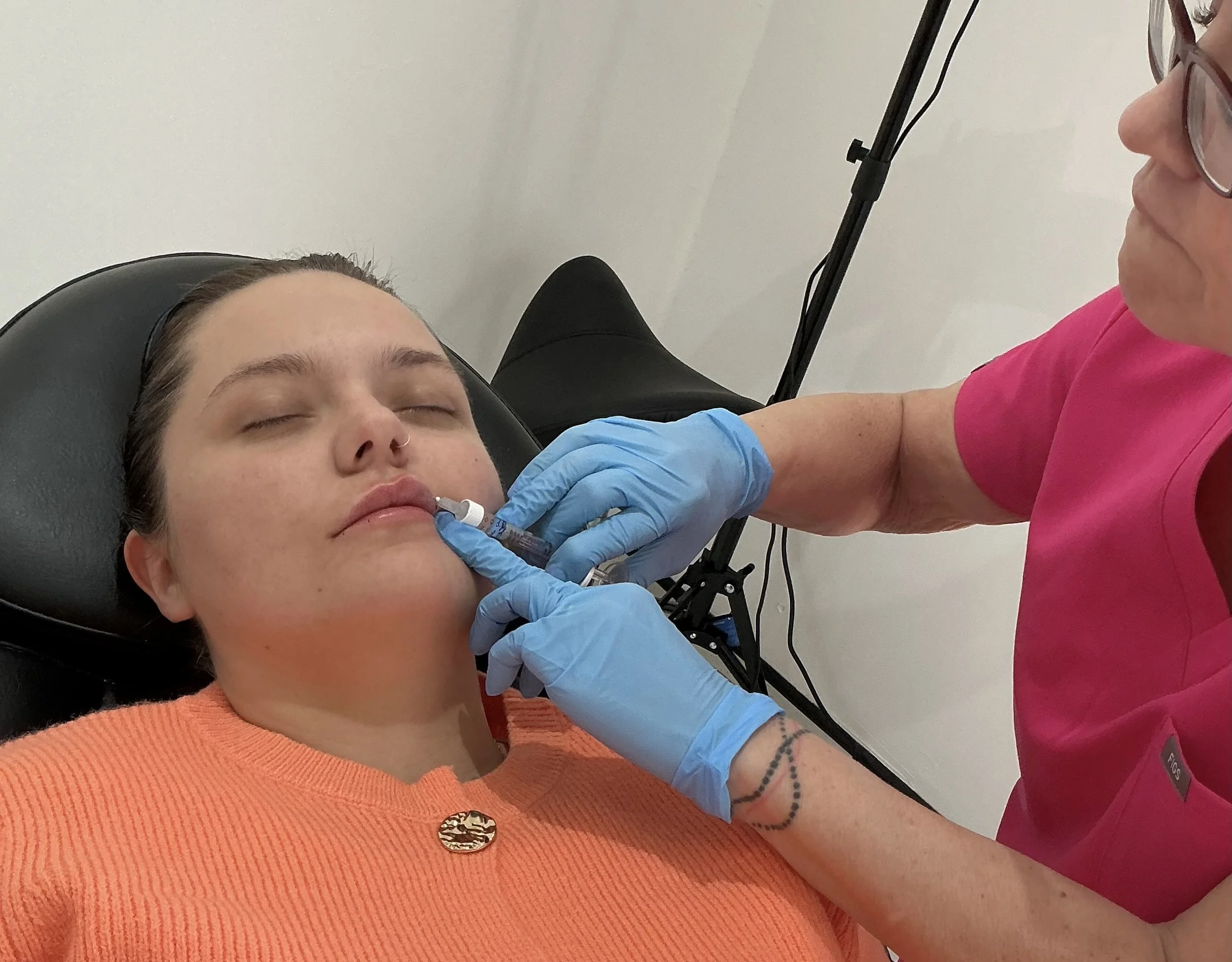 Treatment/injection photo “client receiving an aesthetic treatment at Aesthetics by Sandra in Kilmarnock”