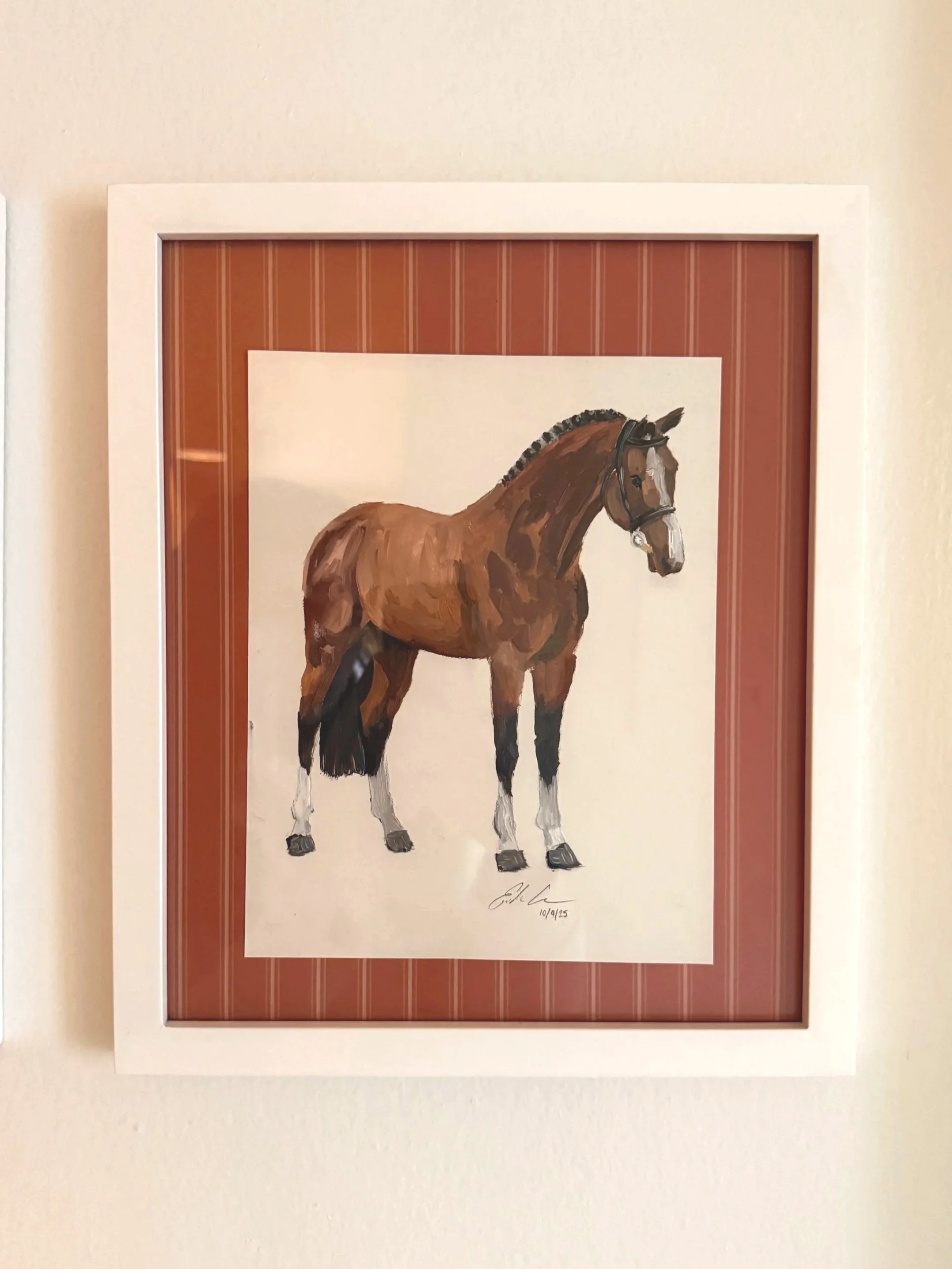 Framed and Matted Equine Oil Paint Portrait 