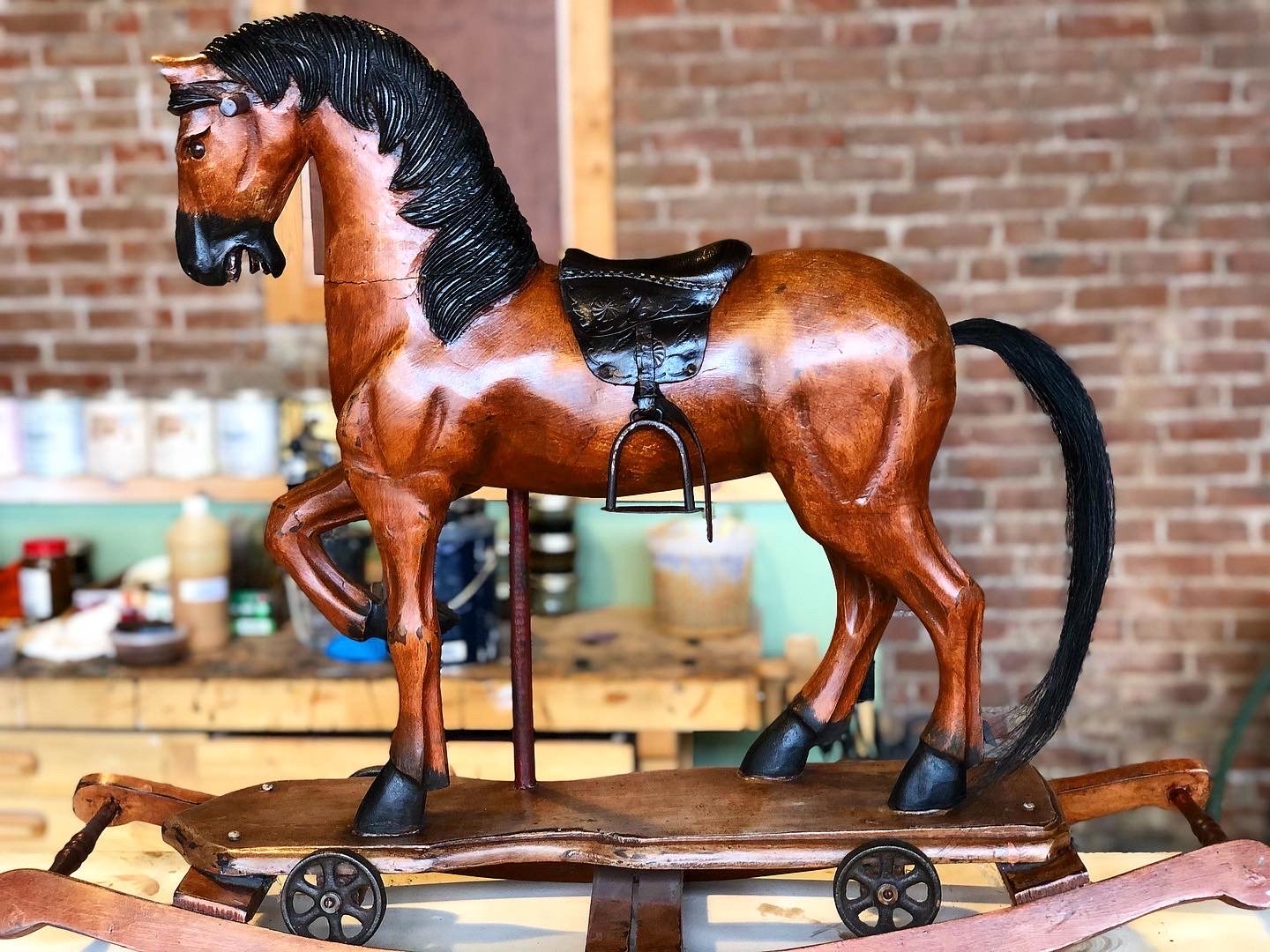 wooden antique rocking horse