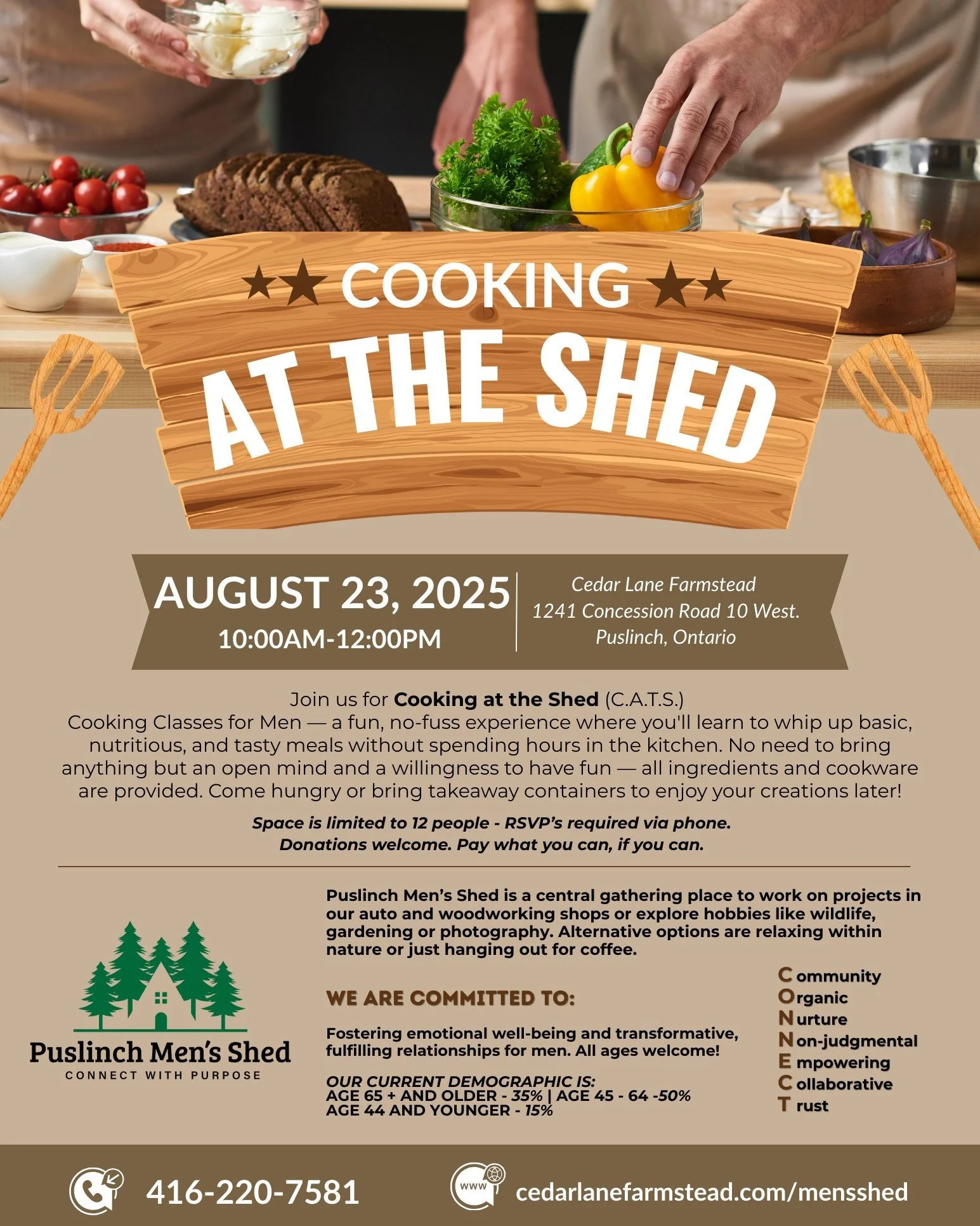 Join us to learn to make a fresh pasta on August 23rd from 10-12pm and enjoy a great meal. Call 416-220-7581 or email us at info@puslinchmensshed.com to reserve your spot. #pushlinchontario #themensshed #personaldevelopment #learncooking #learncook #