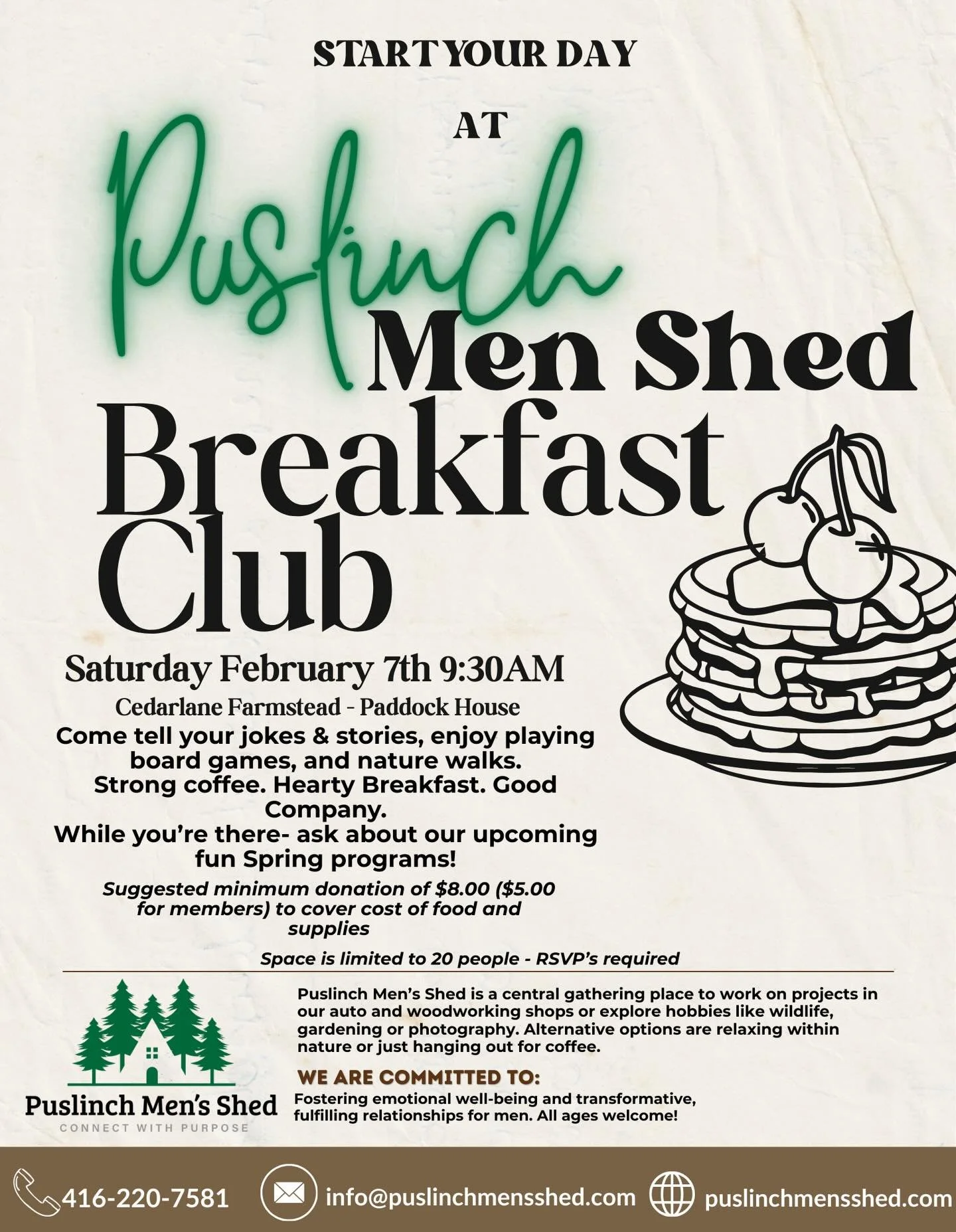 THIS WEEKEND AT THE SHED:
Join us this Saturday February 7th for our NEW &ldquo;Men Shed Breakfast Club&rdquo; - after your fill up your plate and enjoy a hearty breakfast, walk over to the auto shop for &ldquo;Under the Hood at the Shed&rdquo; and s