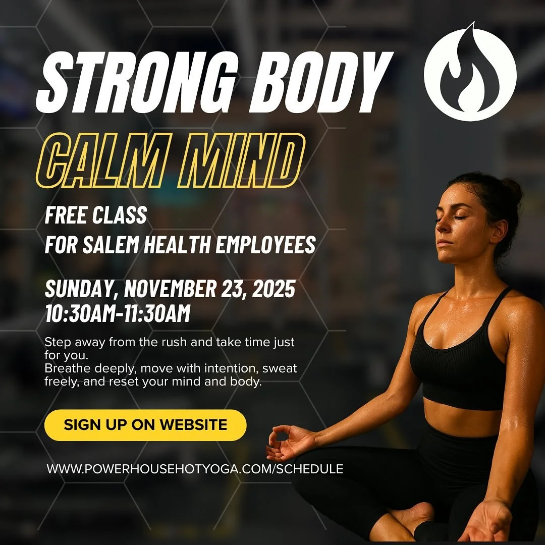 Hey Salem Health team ! 🩺🧘&zwj;♀️
You spend your days caring for others &mdash; this one&rsquo;s for you.

Join us for a special Hot Flow class designed to help you unwind, recharge, and reconnect.
Expect mindful movement, breathwork, and a satisfy
