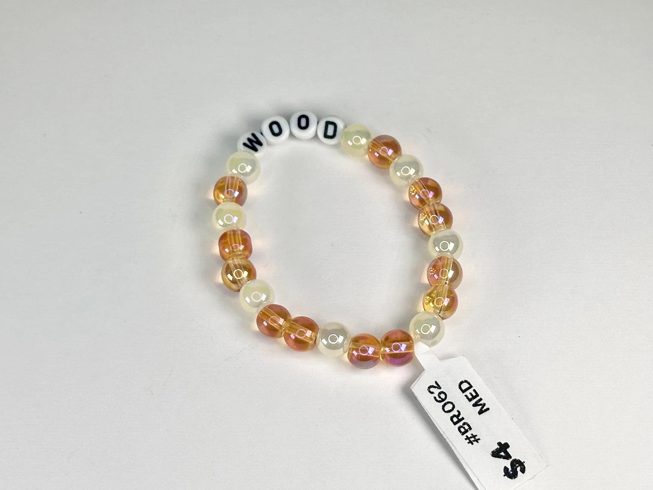 Medium "Wood" Orange Beaded Stretch Bracelet | Glass & Acrylic Beaded Bracelet