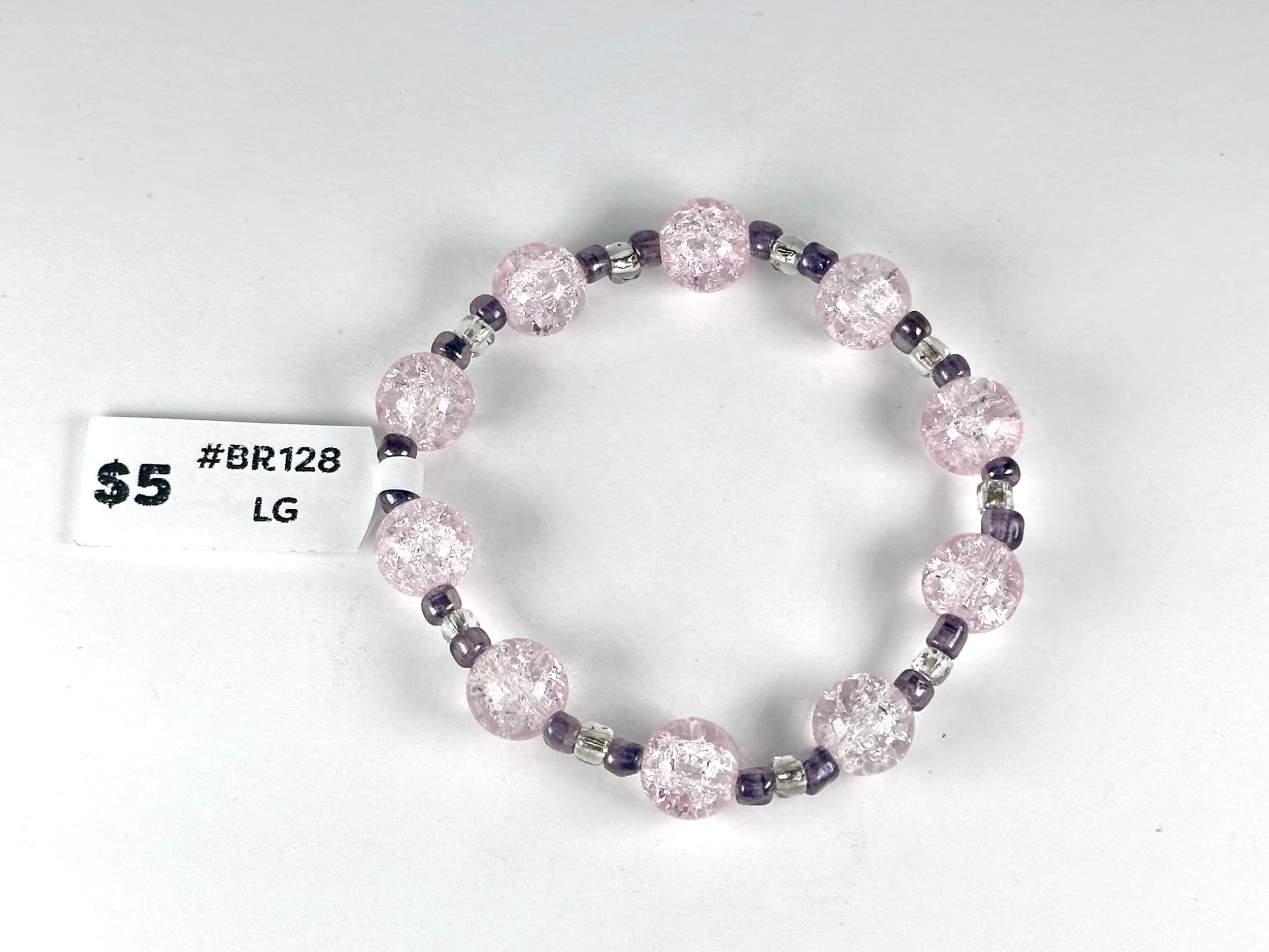 Large Pink & Purple Beaded Stretch Bracelet | Seed & Glass Bead Bracelet