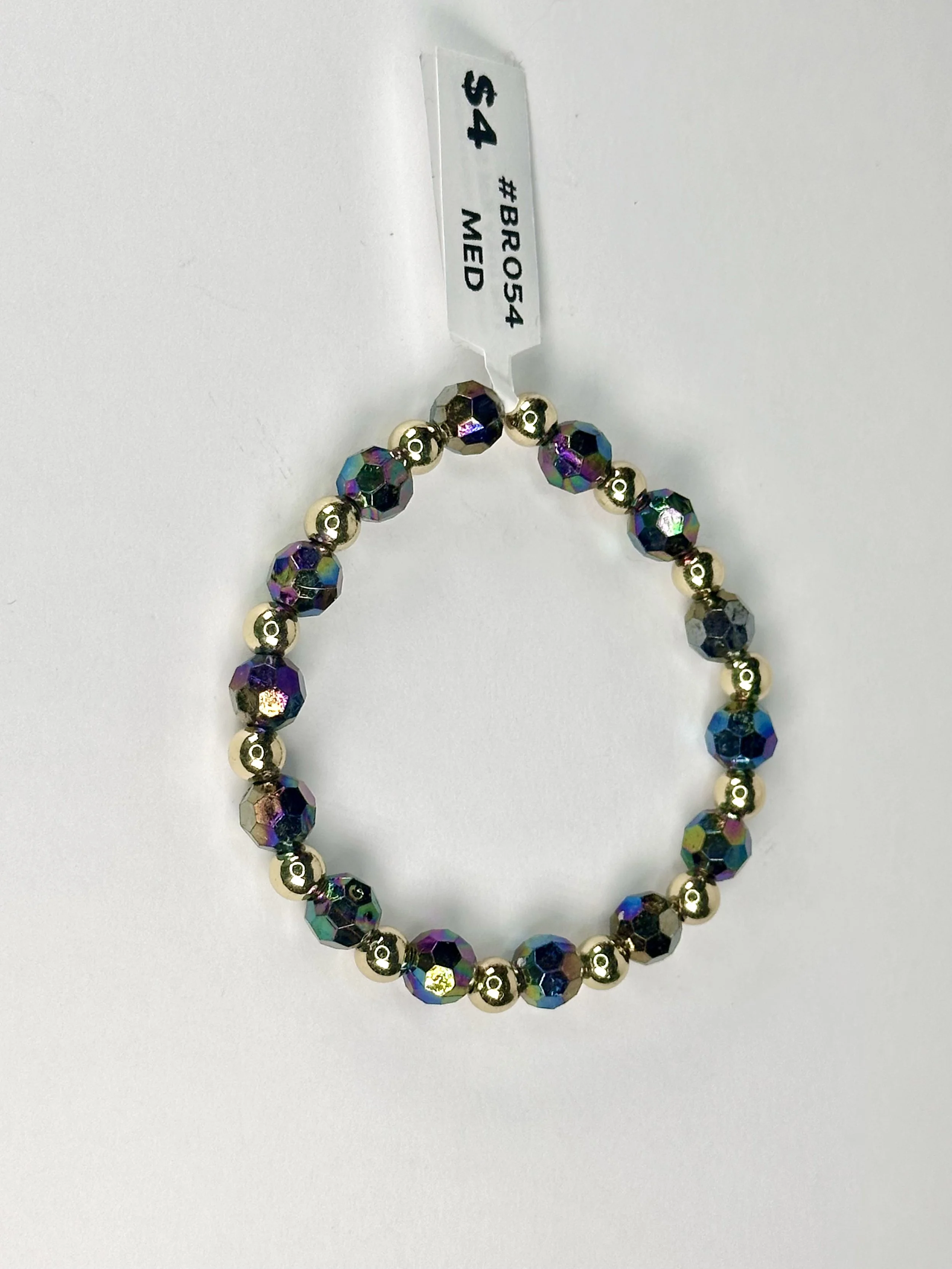 Medium Oil Spill Faceted Beaded Stretch Bracelet | Acrylic Beaded Bracelet