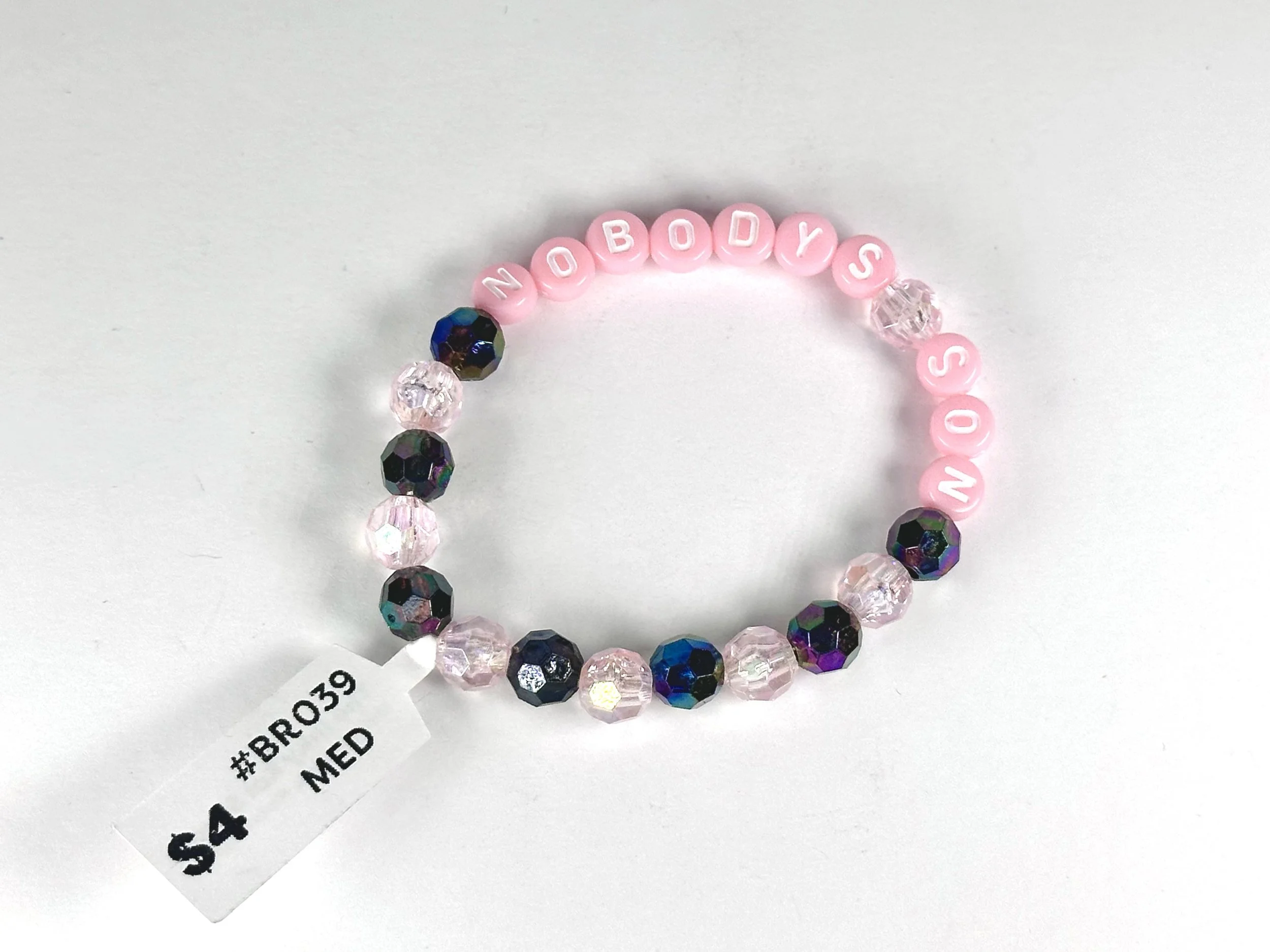 Medium "Nobodys Son" Beaded Stretch Bracelet | Acrylic Beaded Bracelet