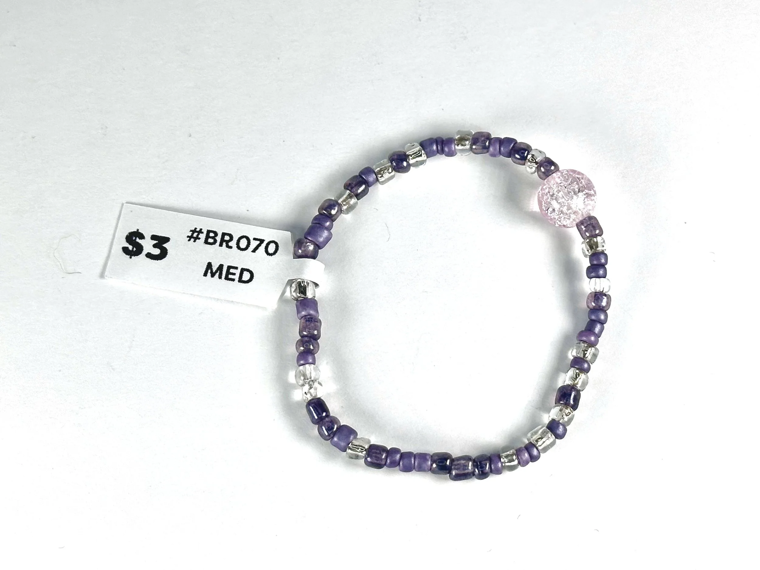 Medium Purple & Pink Beaded Stretch Bracelet | Seed Bead Bracelet