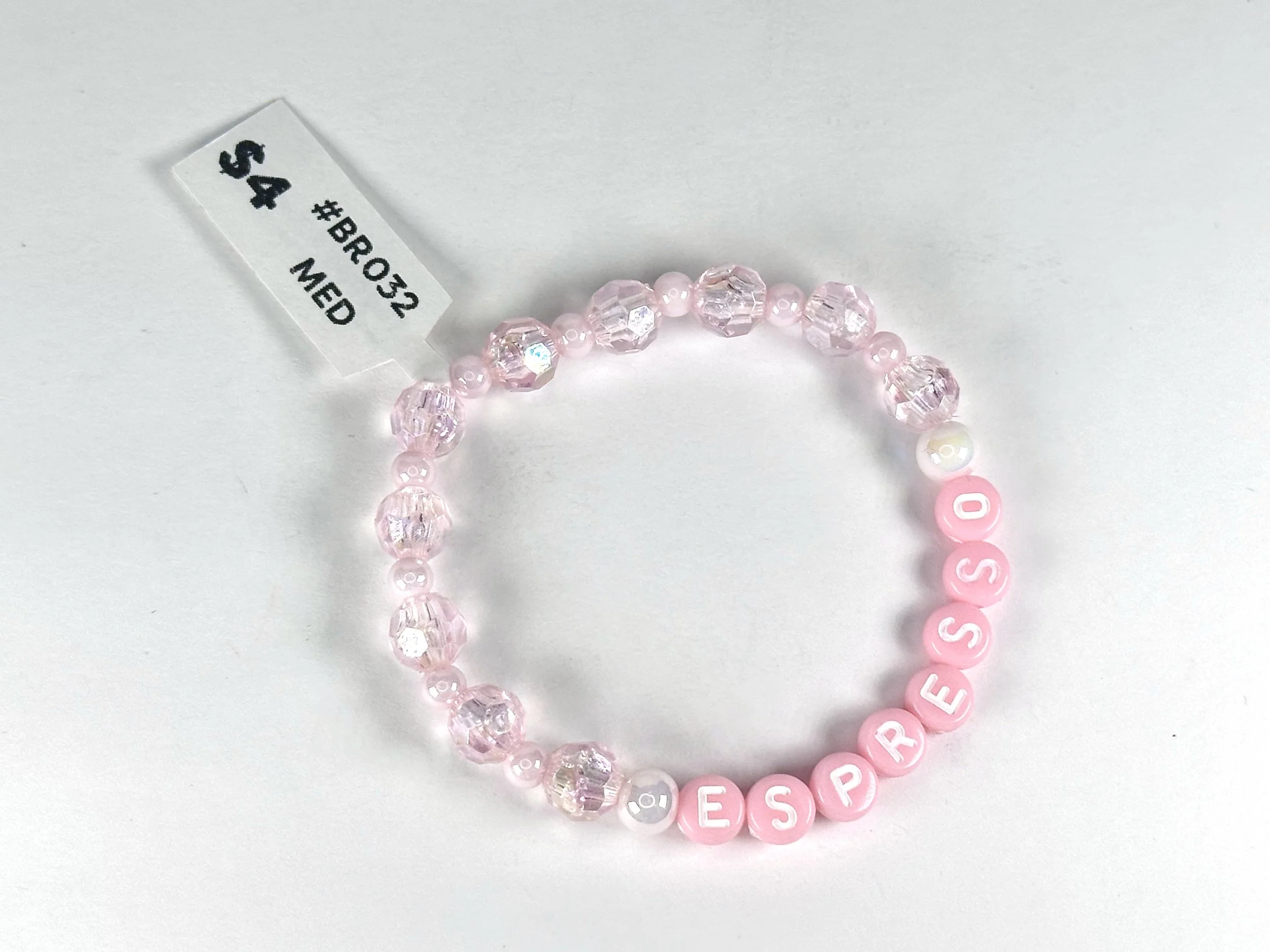 Medium "Espresso" Pink Beaded Stretch Bracelet | Acrylic Beaded Bracelet