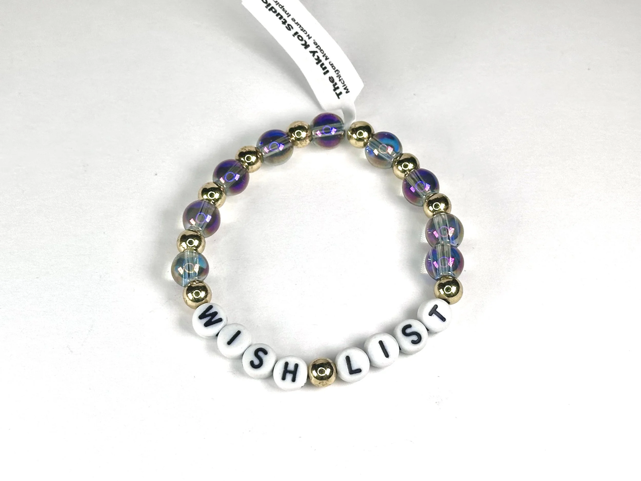 Medium Purple "Wish List" Beaded Stretch Bracelet | Glass & Acrylic Bead Bracelet
